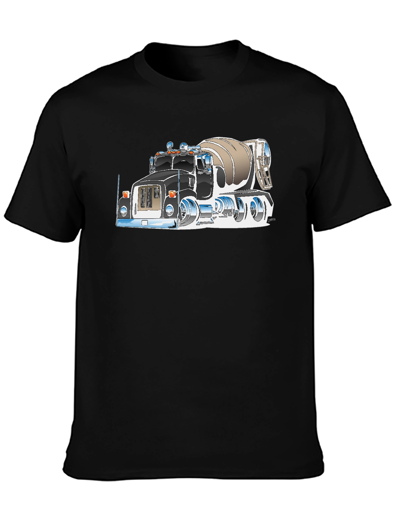 Cement Truck Graphic Tee - Black Cotton Blend T-Shirt