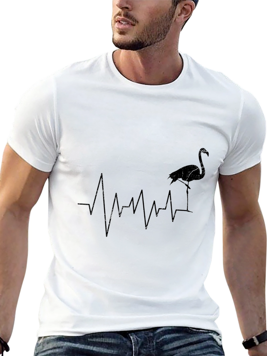 Flamingo Heartbeat T-Shirt - Stylish Graphic Tee