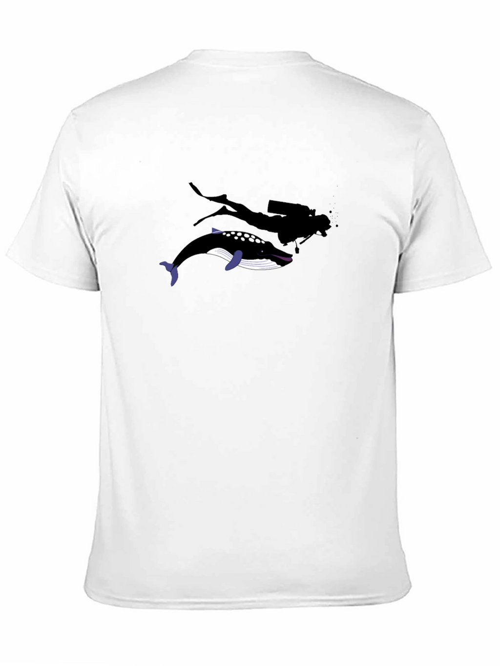 Diver and Whale Black Graphic T-Shirt