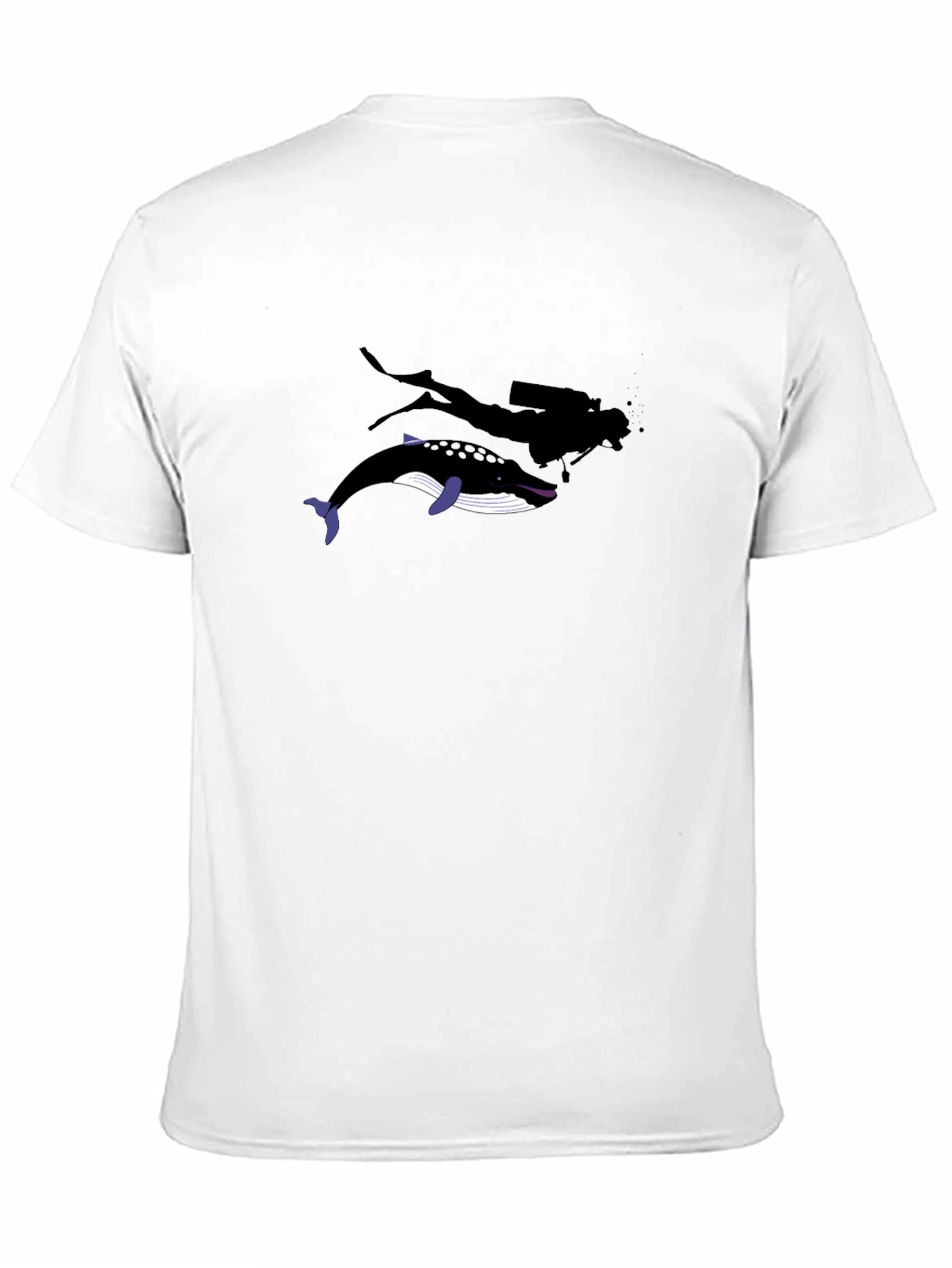 Diver and Whale Black Graphic T-Shirt