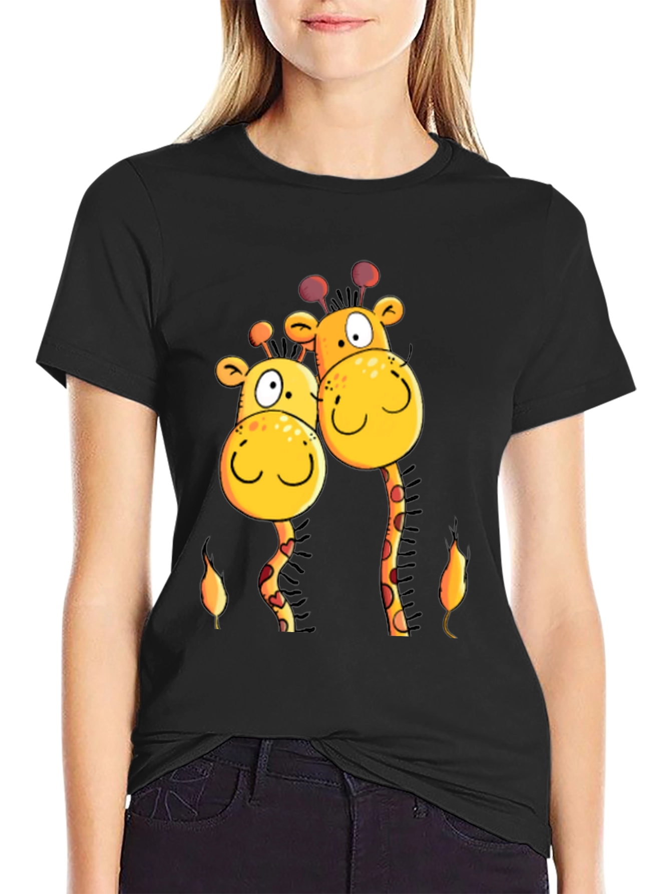 Giraffe Love T-Shirt -  Cartoon Animal Tee