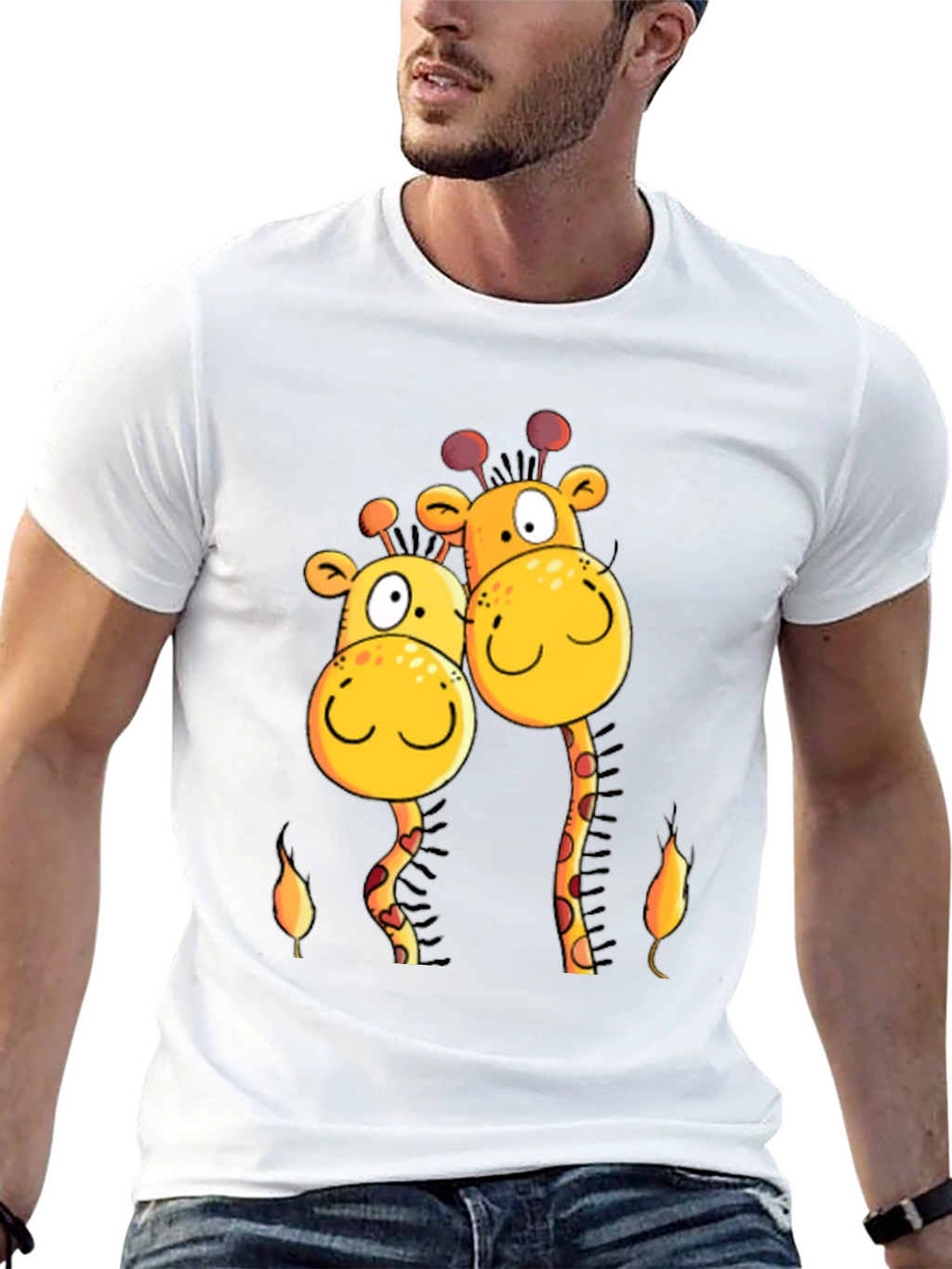 Giraffe Love T-Shirt -  Cartoon Animal Tee