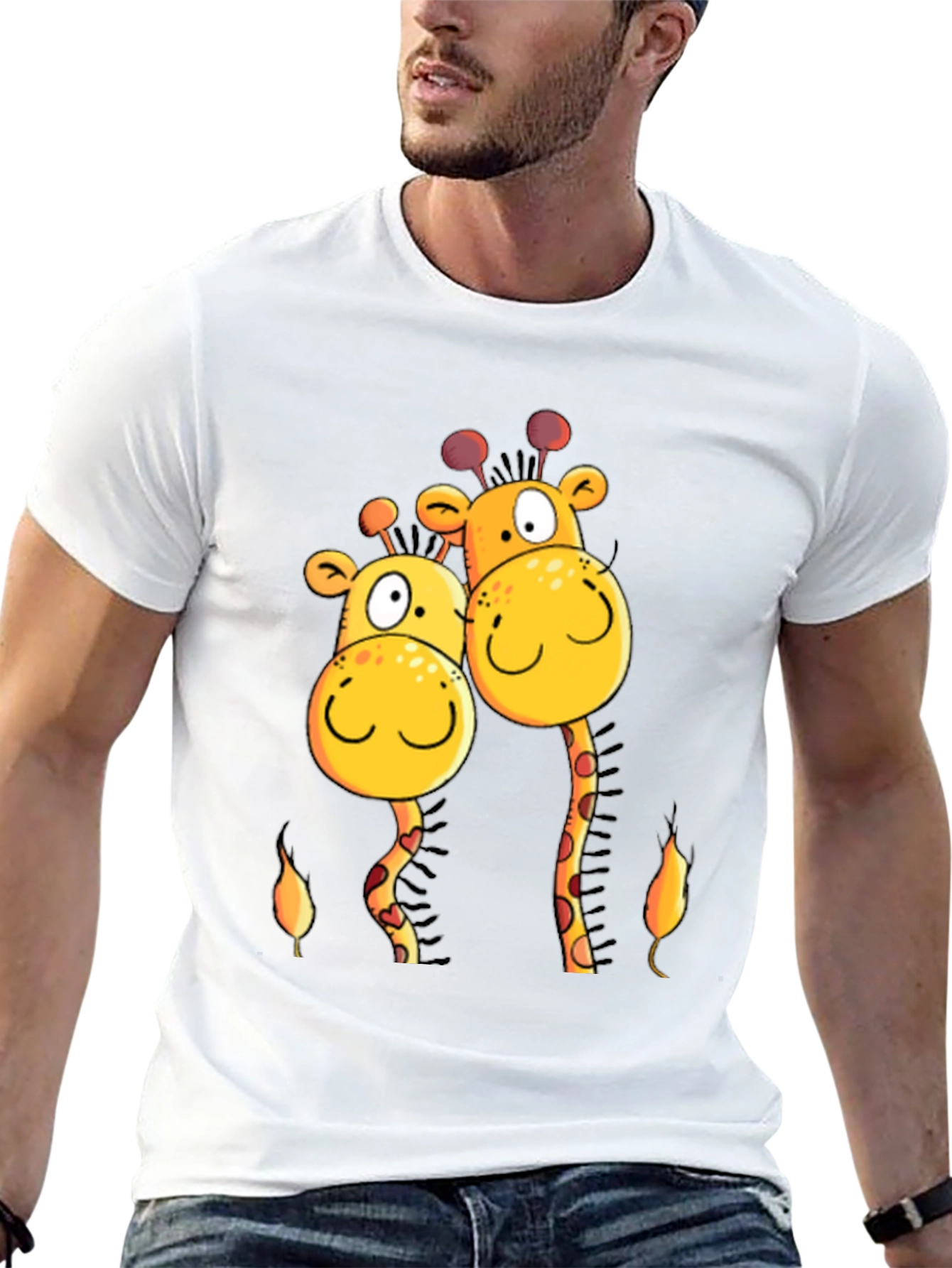 Giraffe Love T-Shirt -  Cartoon Animal Tee