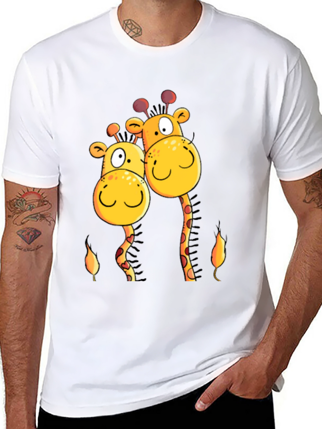 Giraffe Love T-Shirt -  Cartoon Animal Tee
