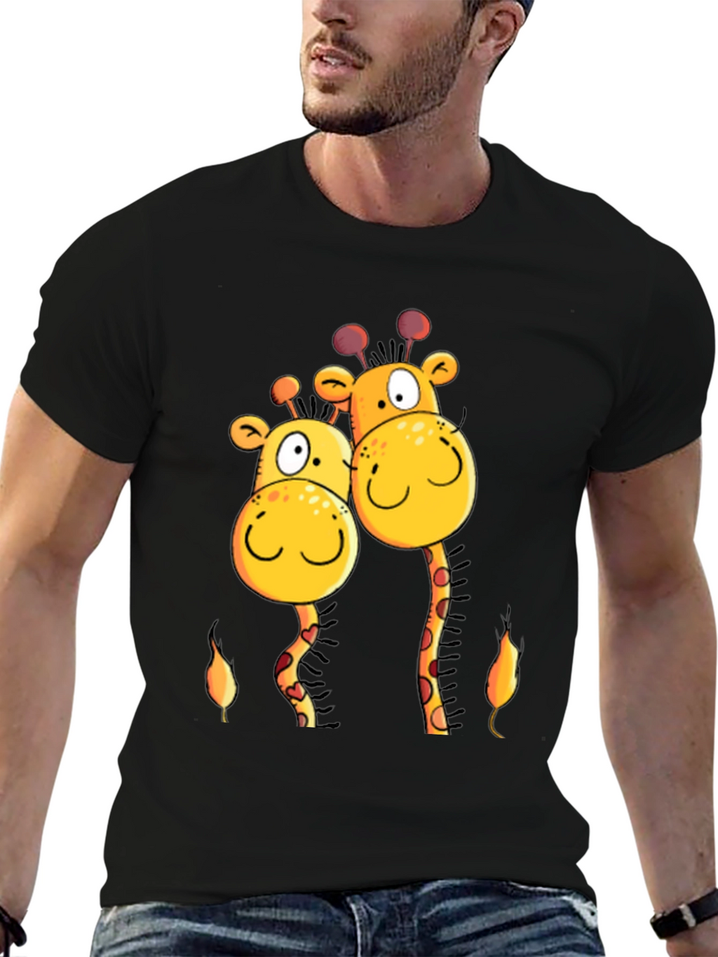 Giraffe Love T-Shirt -  Cartoon Animal Tee