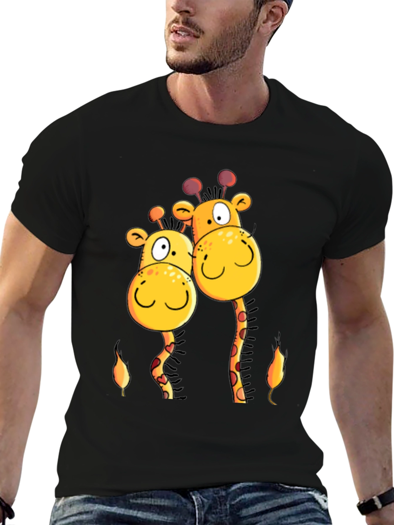Giraffe Love T-Shirt -  Cartoon Animal Tee