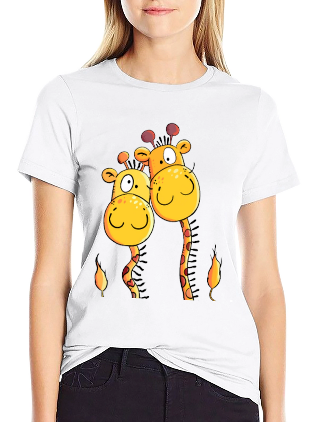 Giraffe Love T-Shirt -  Cartoon Animal Tee