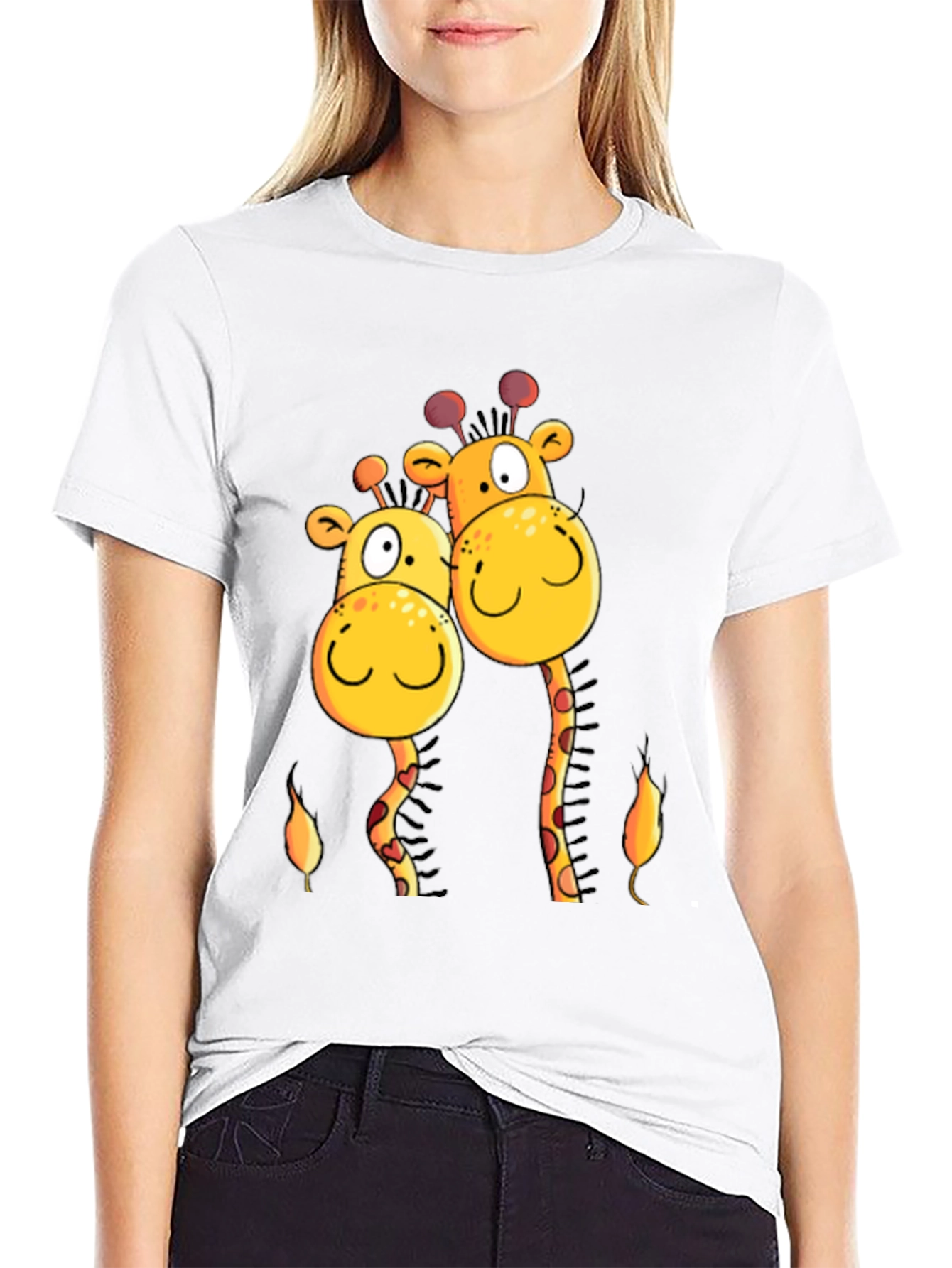 Giraffe Love T-Shirt -  Cartoon Animal Tee
