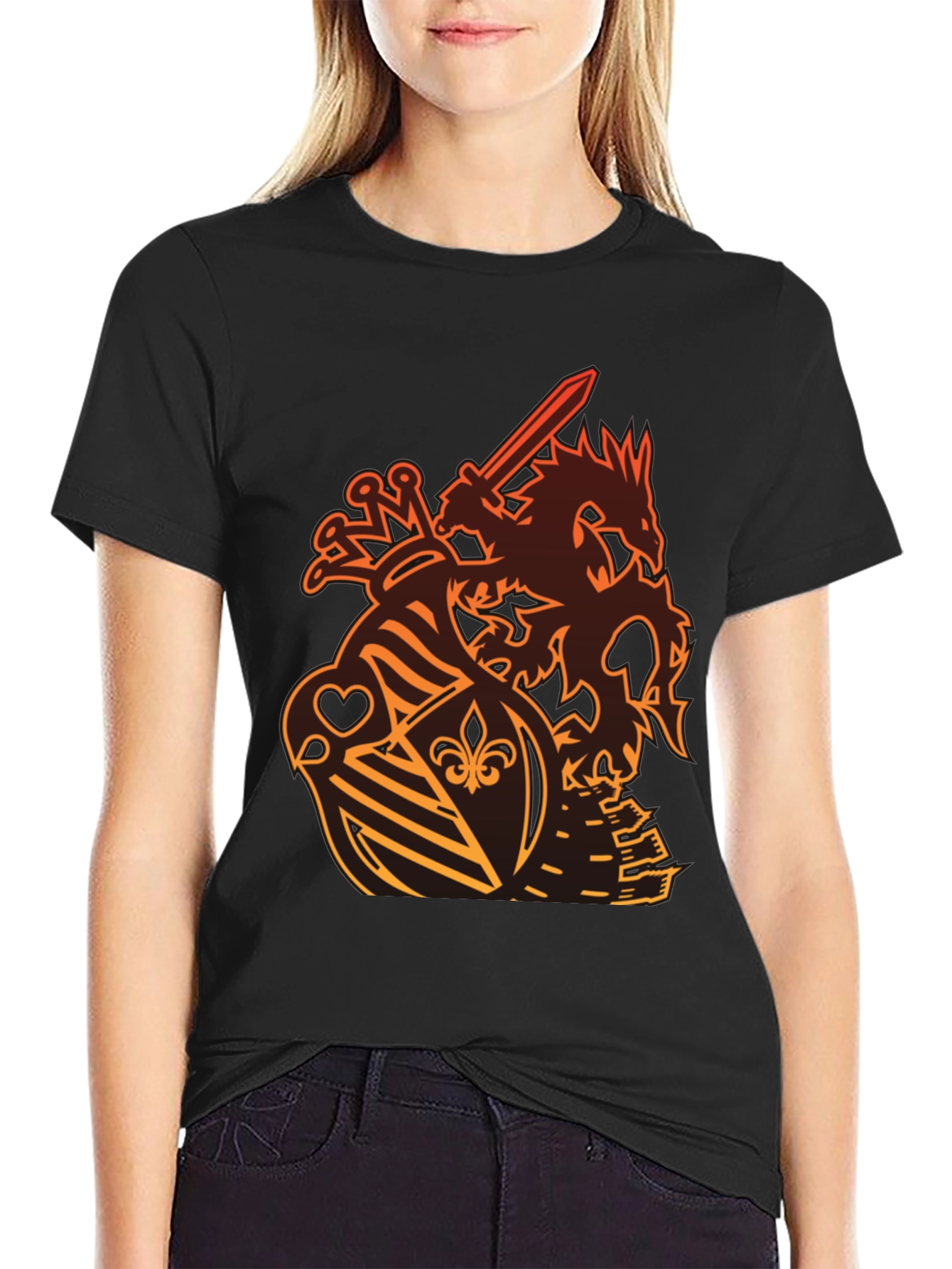 Dragon Crest Graphic Tee - Knight Shield Design