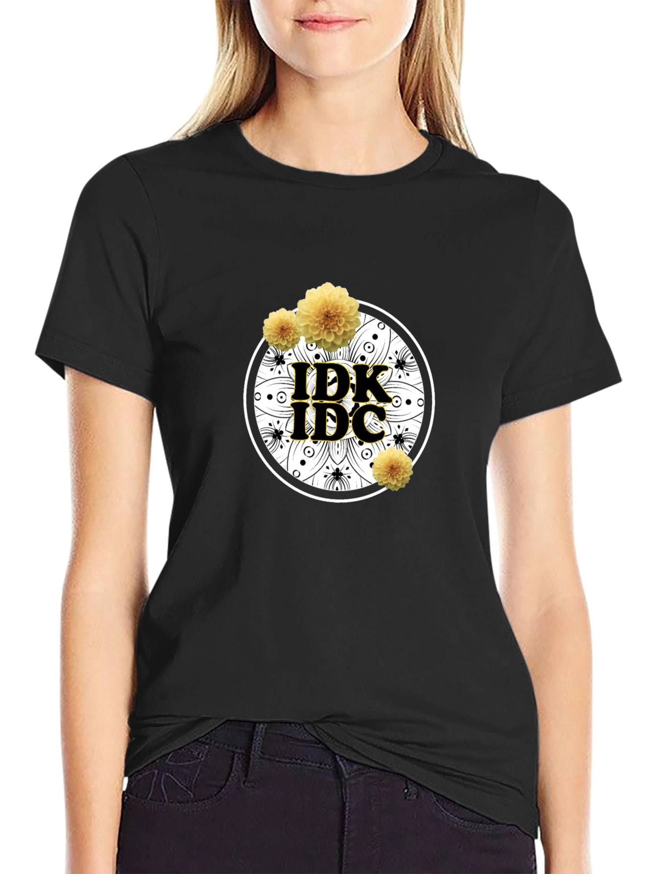 IDK IDC Graphic Tee - Casual Black T-Shirt