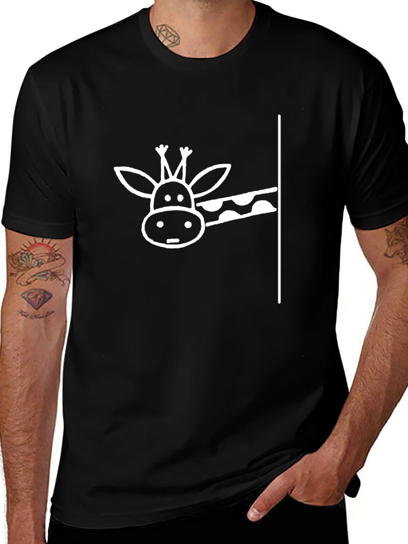Giraffe Peekaboo Black T-Shirt