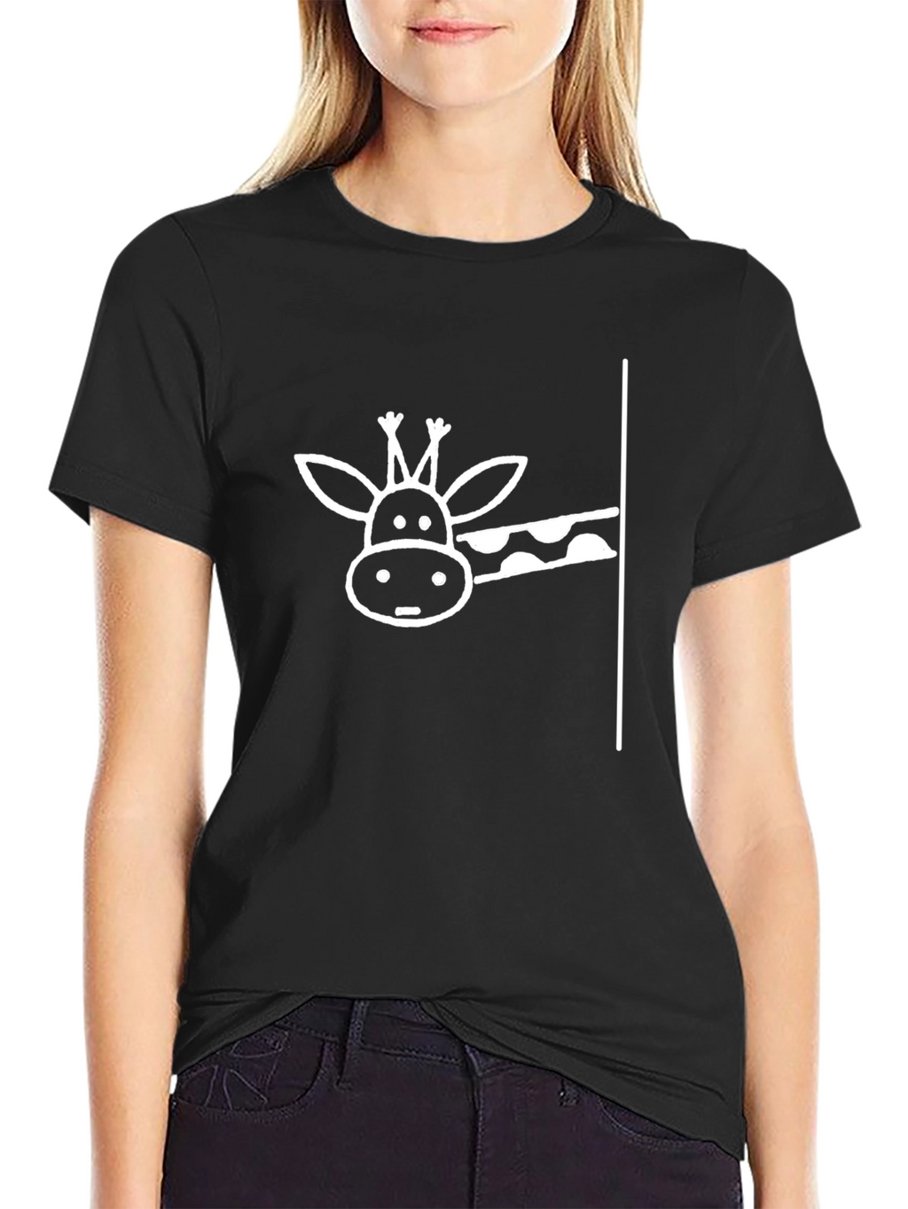 Giraffe Peekaboo Black T-Shirt