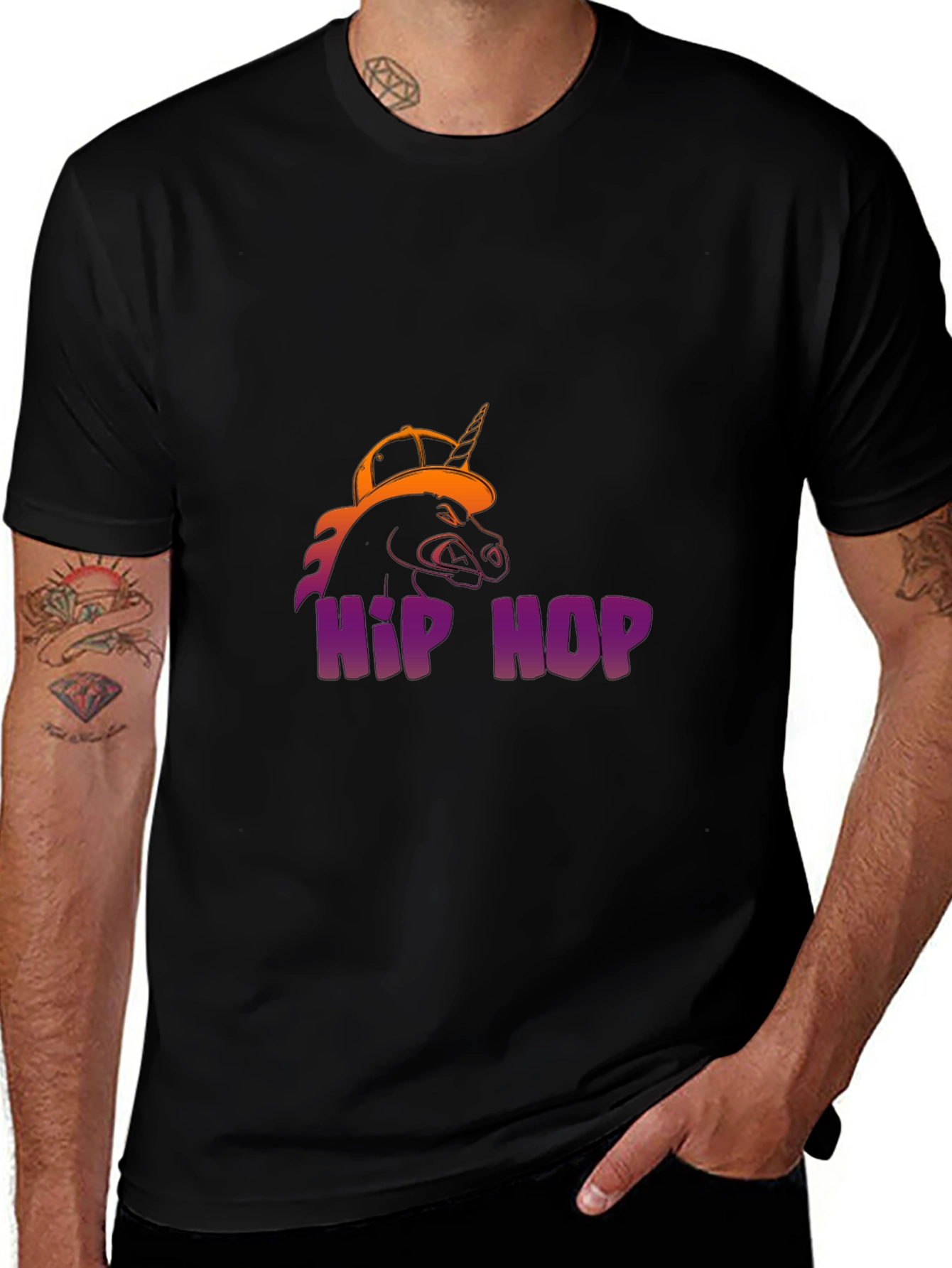 Hip Hop Unicorn Black T-Shirt