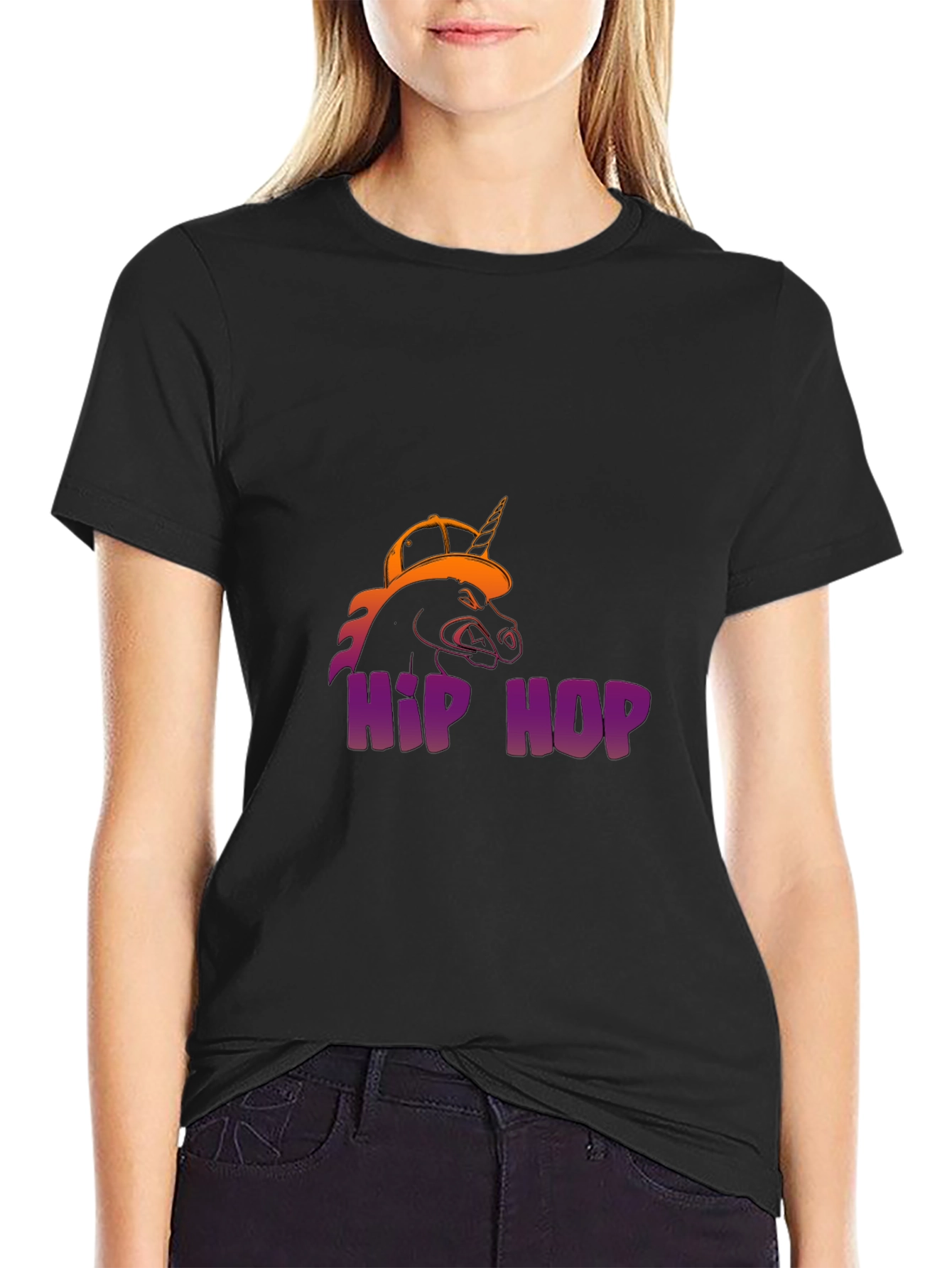 Hip Hop Unicorn Black T-Shirt