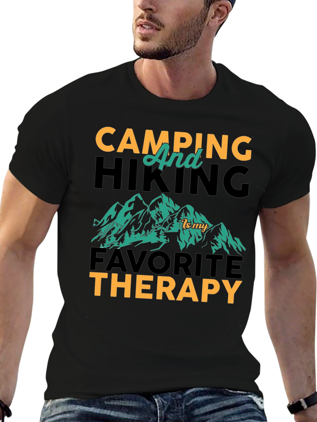Camping Hiking Therapy Graphic Tee