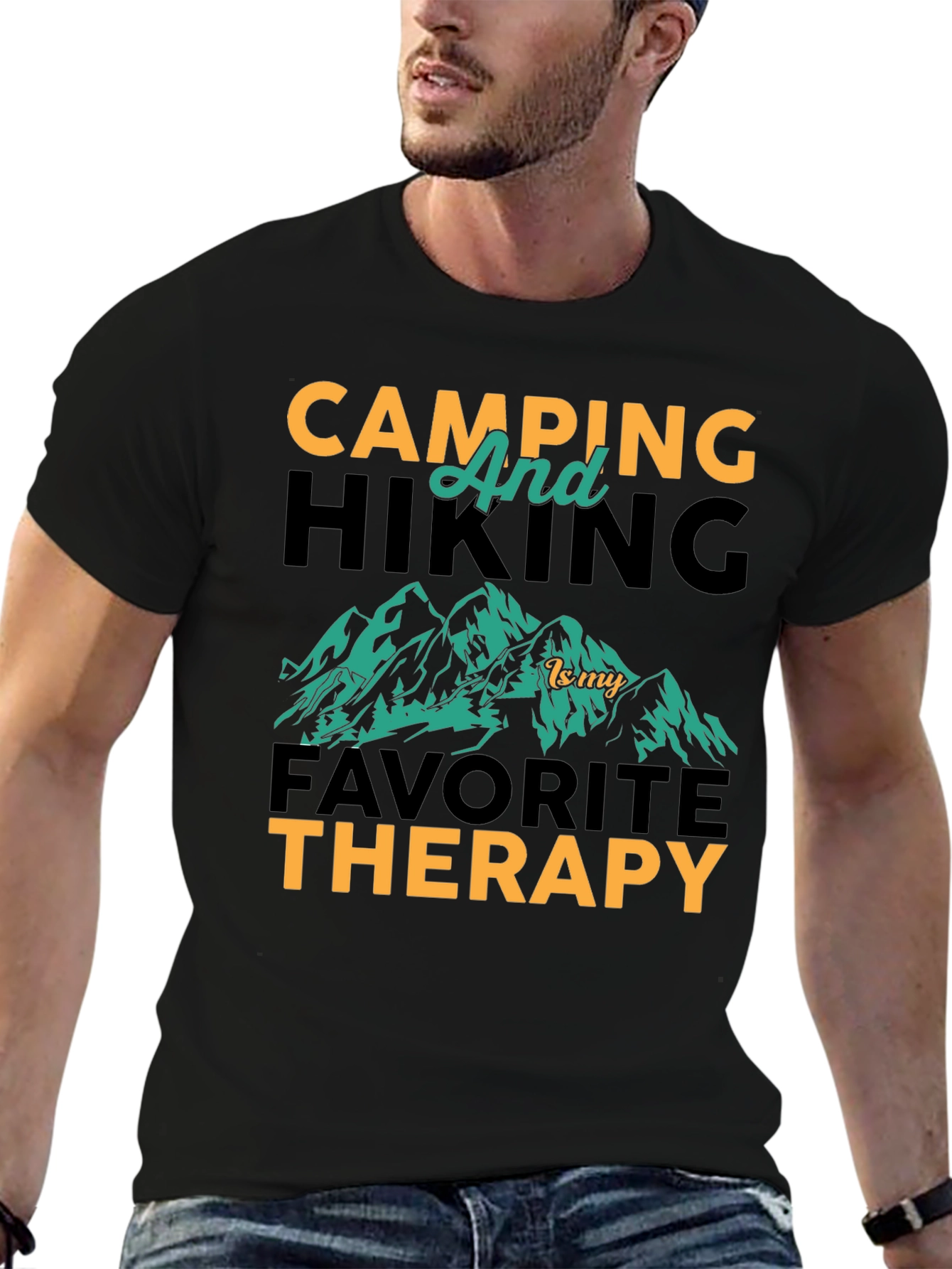 Camping Hiking Therapy Graphic Tee