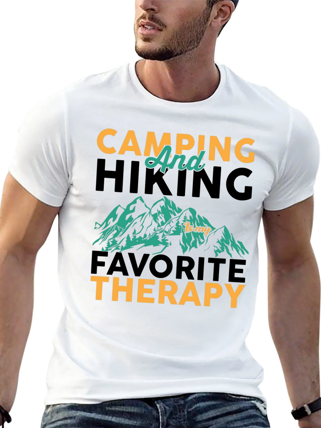 Camping Hiking Therapy Graphic Tee