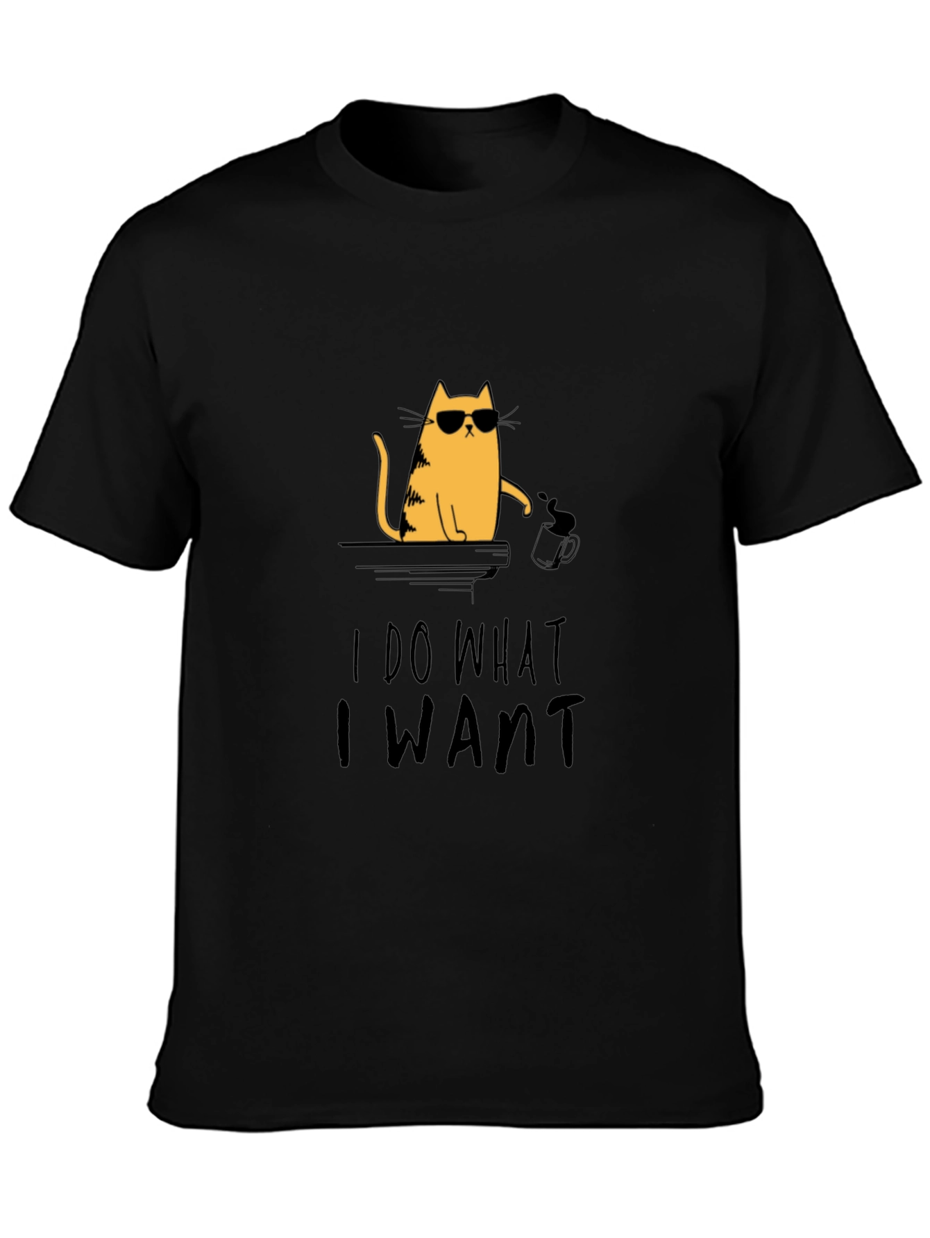 I Do What I Want Cat Graphic Tee - Cool & Casual Black T-Shirt
