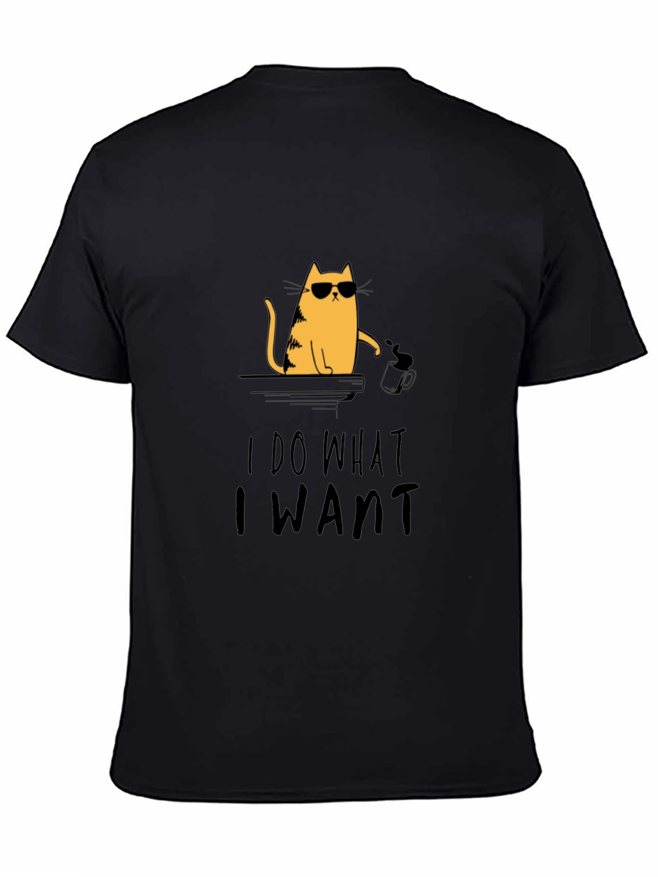 I Do What I Want Cat Graphic Tee - Cool & Casual Black T-Shirt