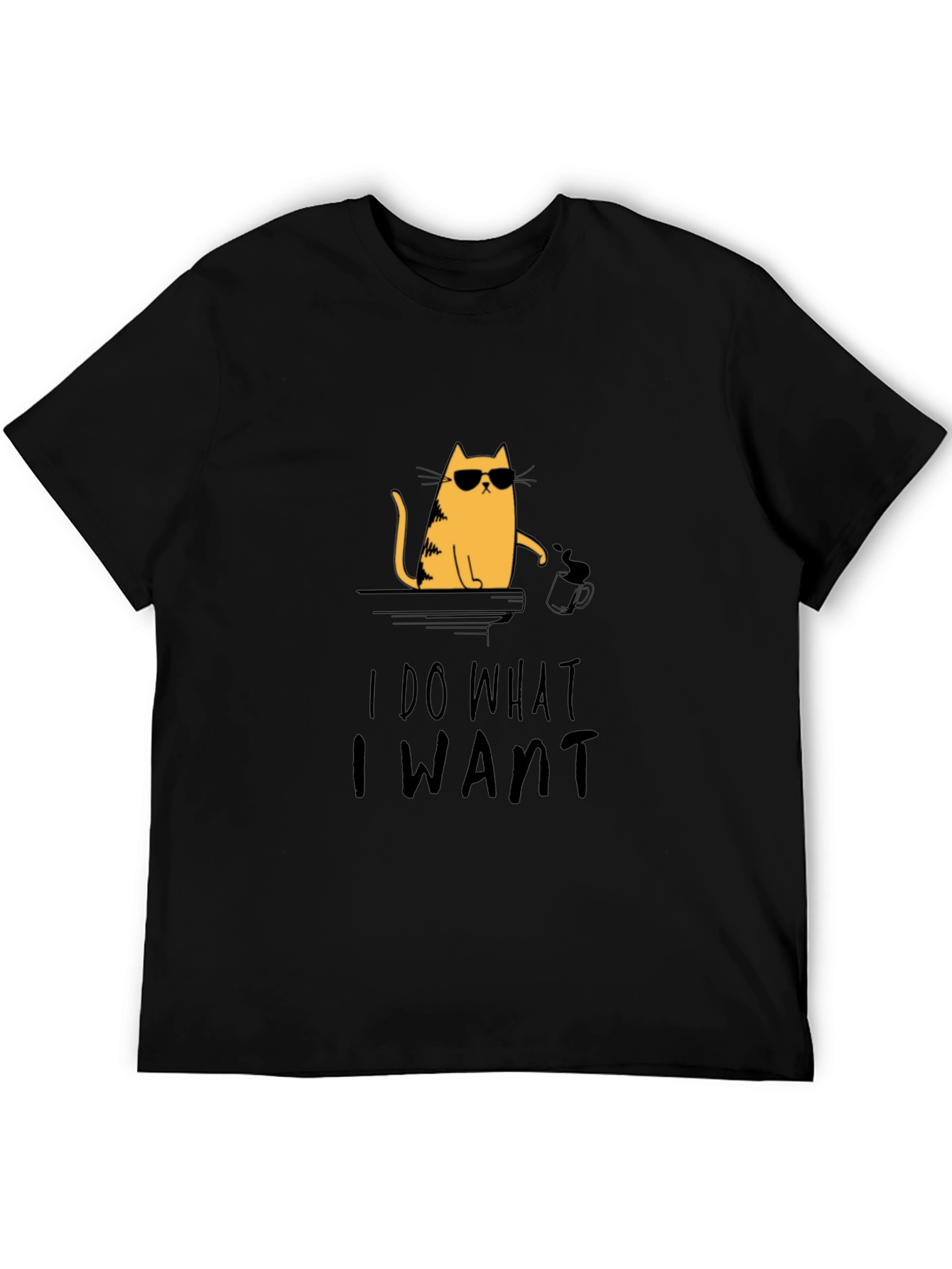 I Do What I Want Cat Graphic Tee - Cool & Casual Black T-Shirt