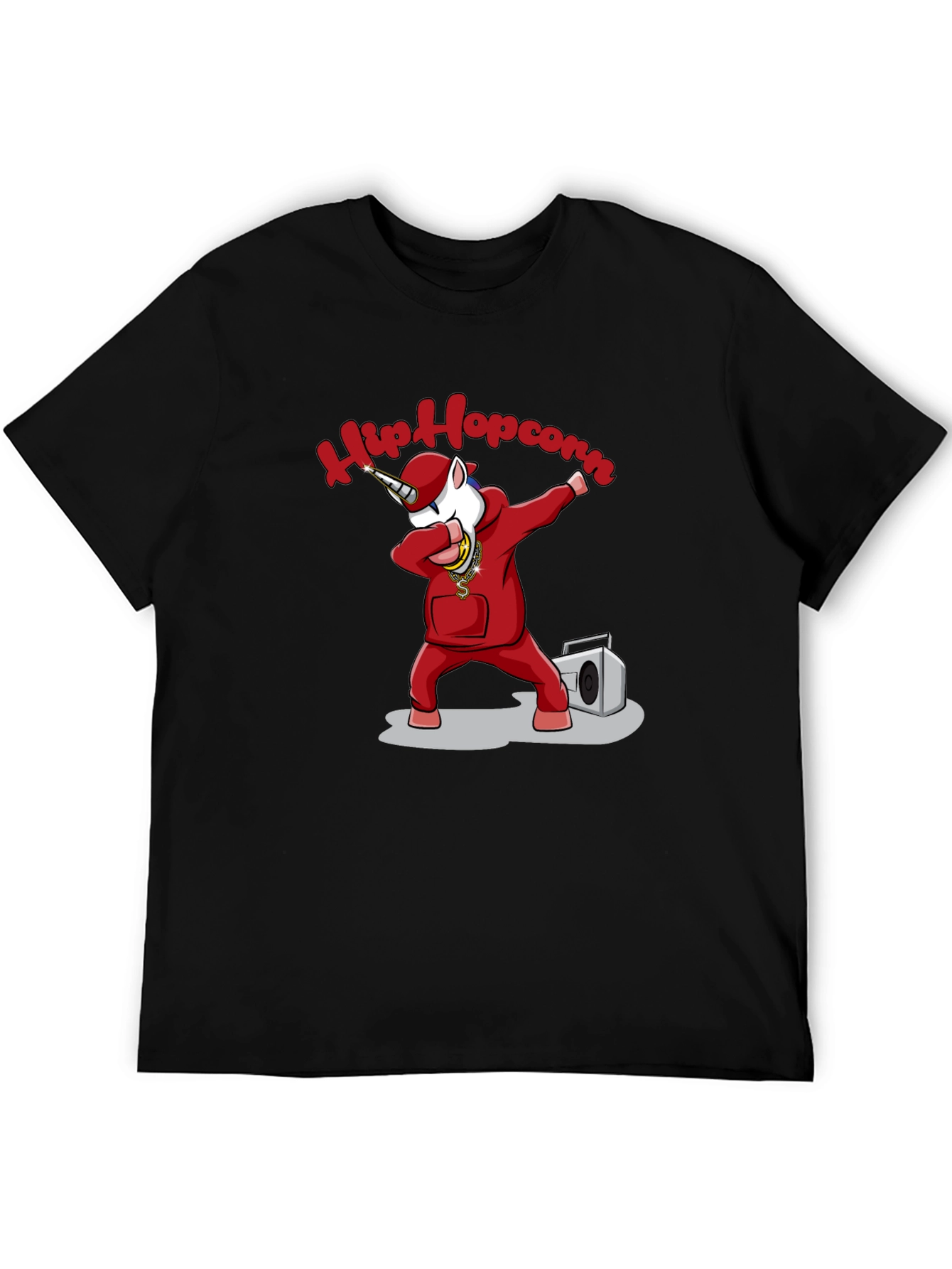 Hip Hopcorn Black T-Shirt - Funny Unicorn Dab