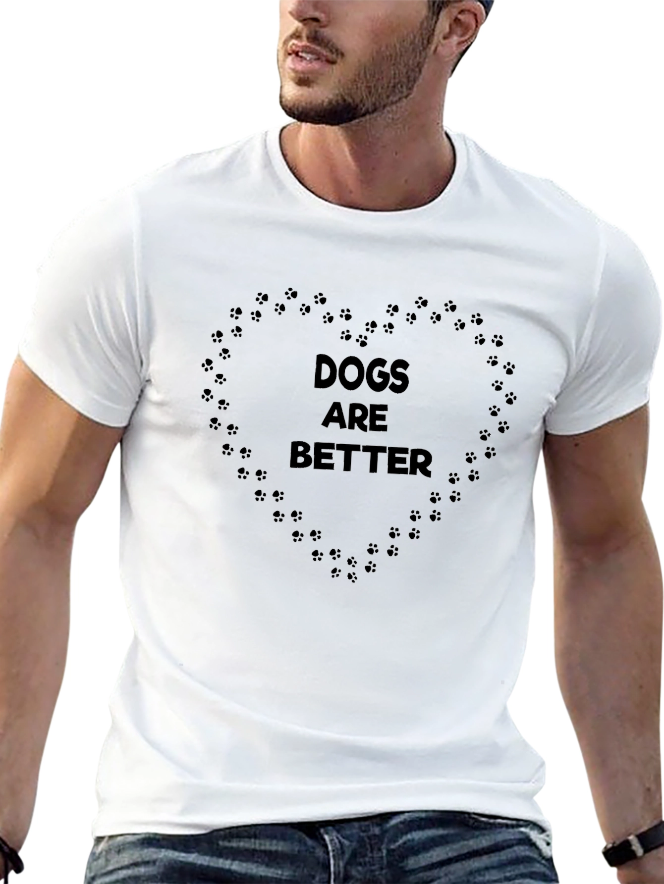 Dogs Are Better Paw Print Heart T-Shirt