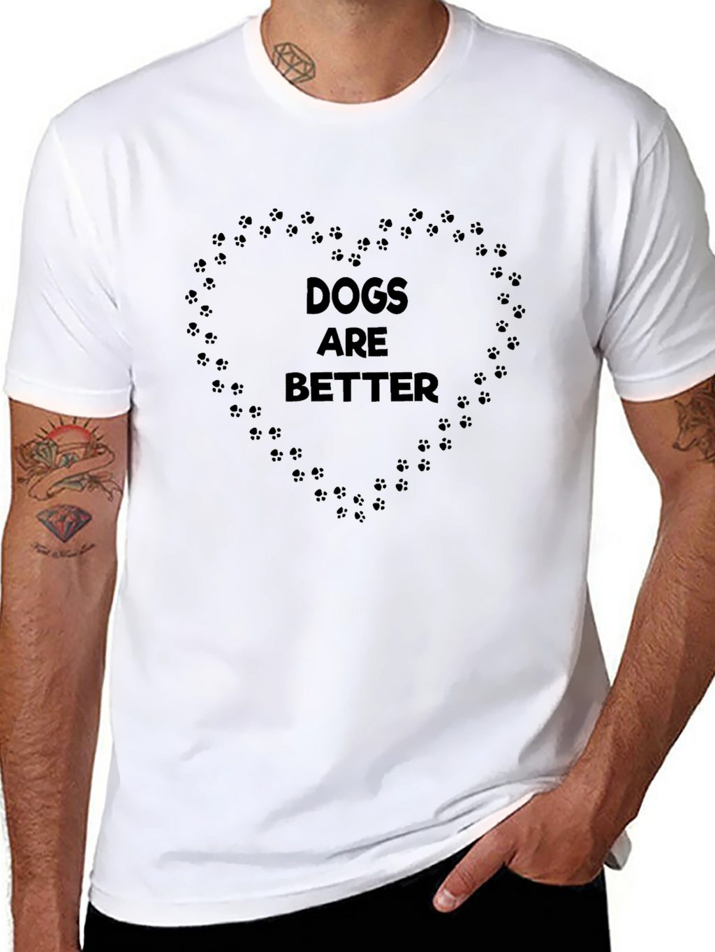 Dogs Are Better Paw Print Heart T-Shirt