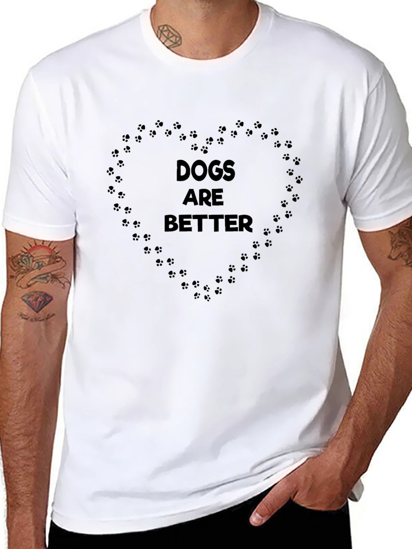 Dogs Are Better Paw Print Heart T-Shirt