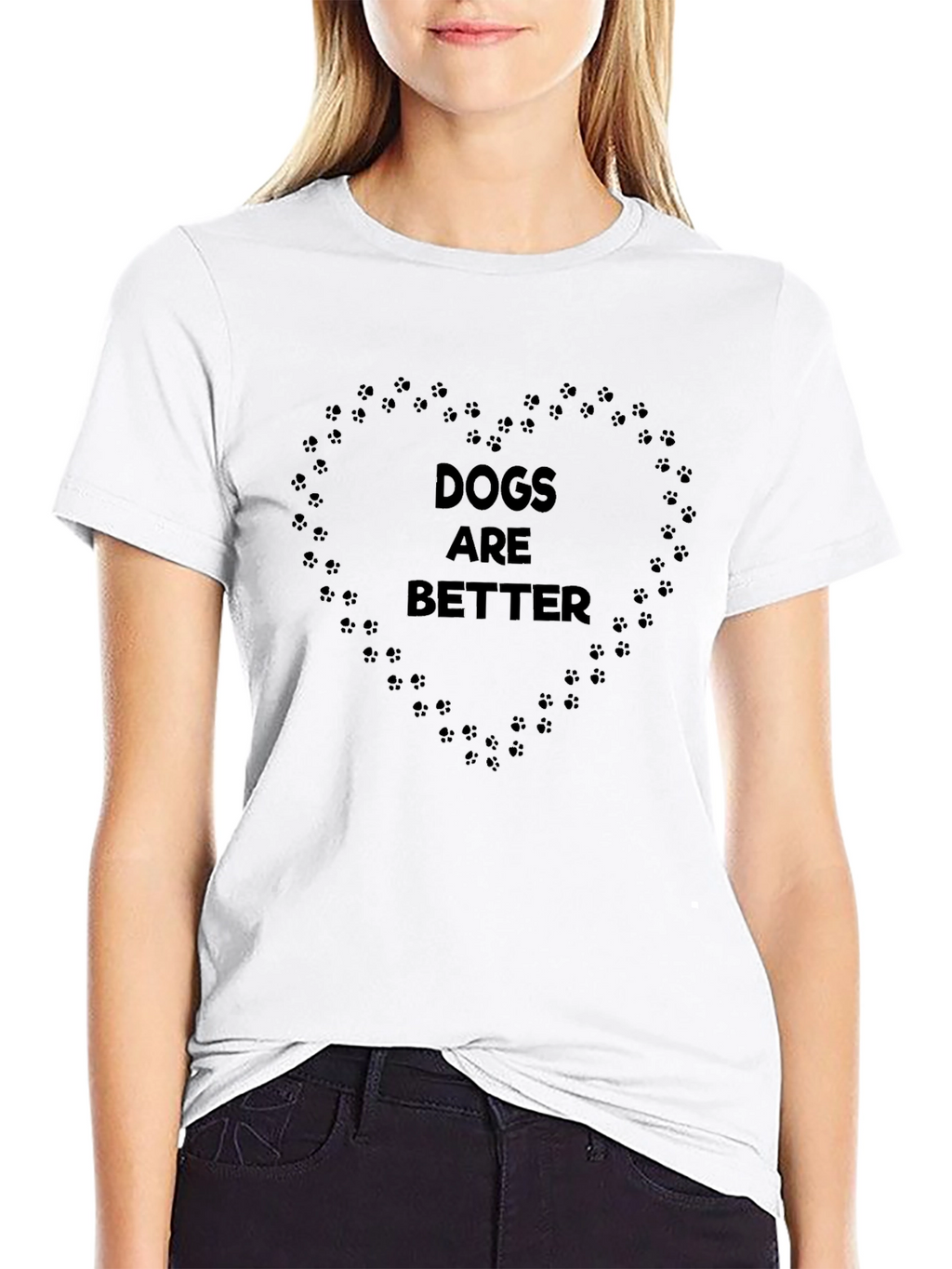 Dogs Are Better Paw Print Heart T-Shirt