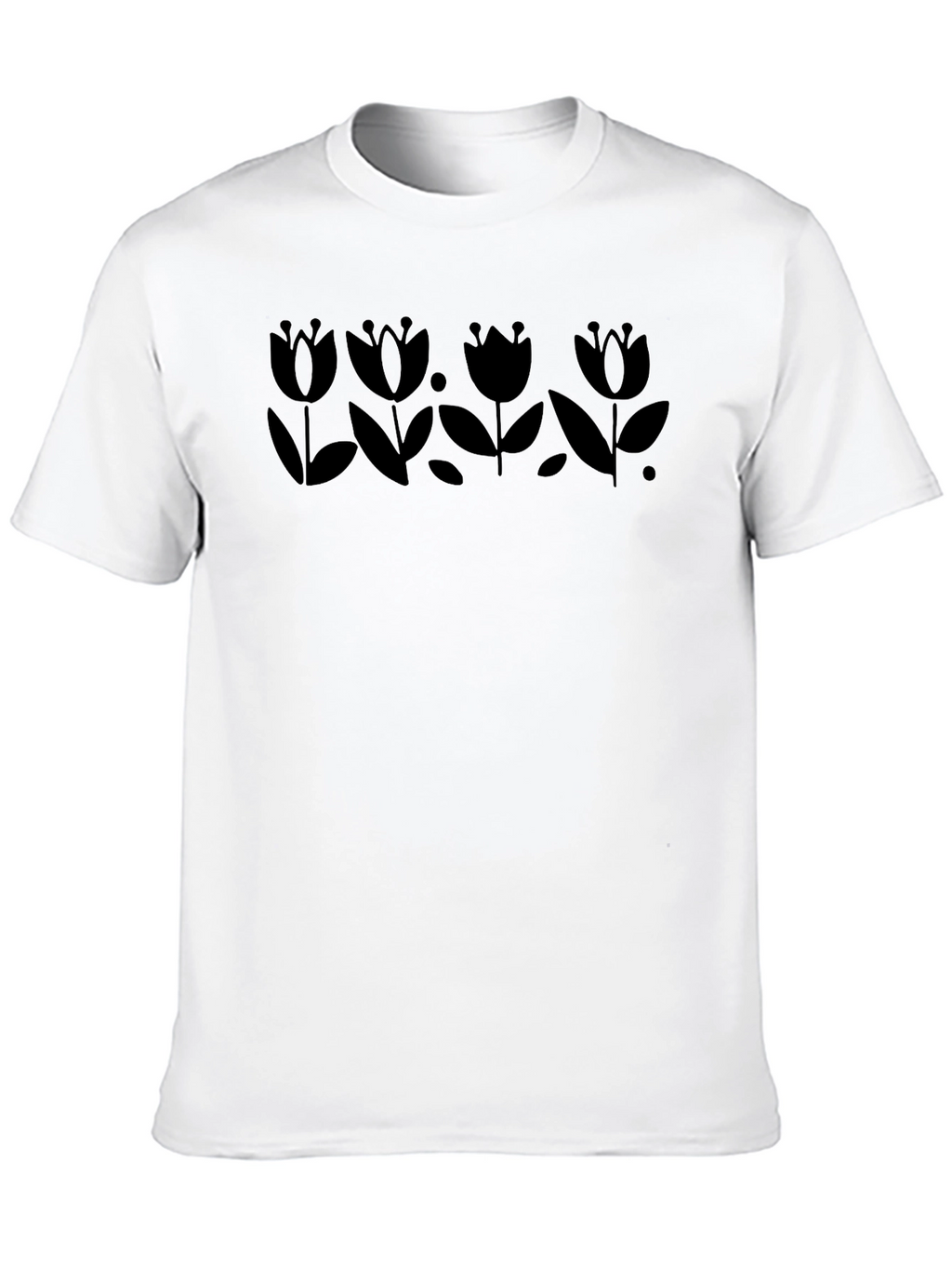 Floral Silhouette Black T-Shirt