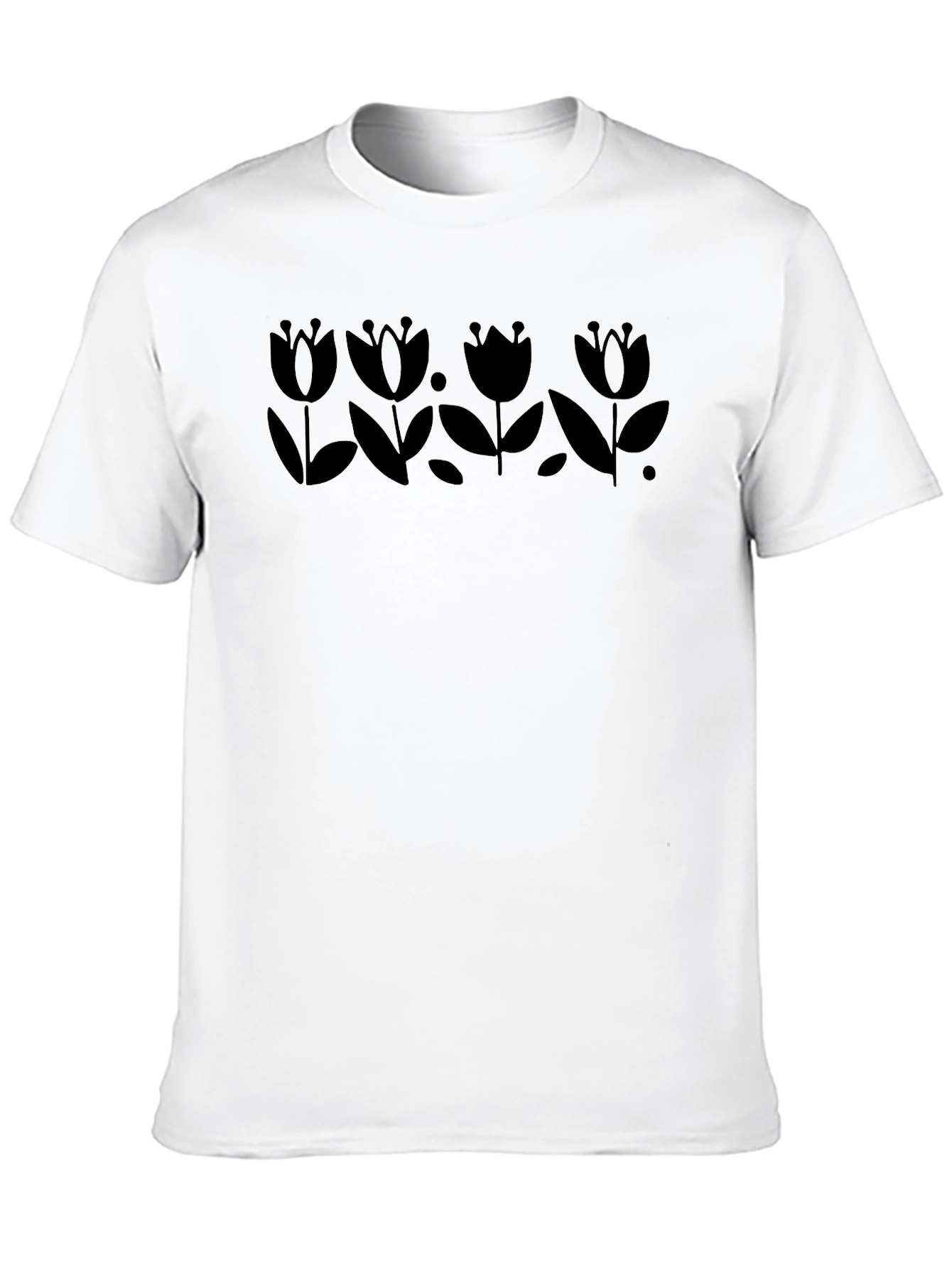 Floral Silhouette Black T-Shirt