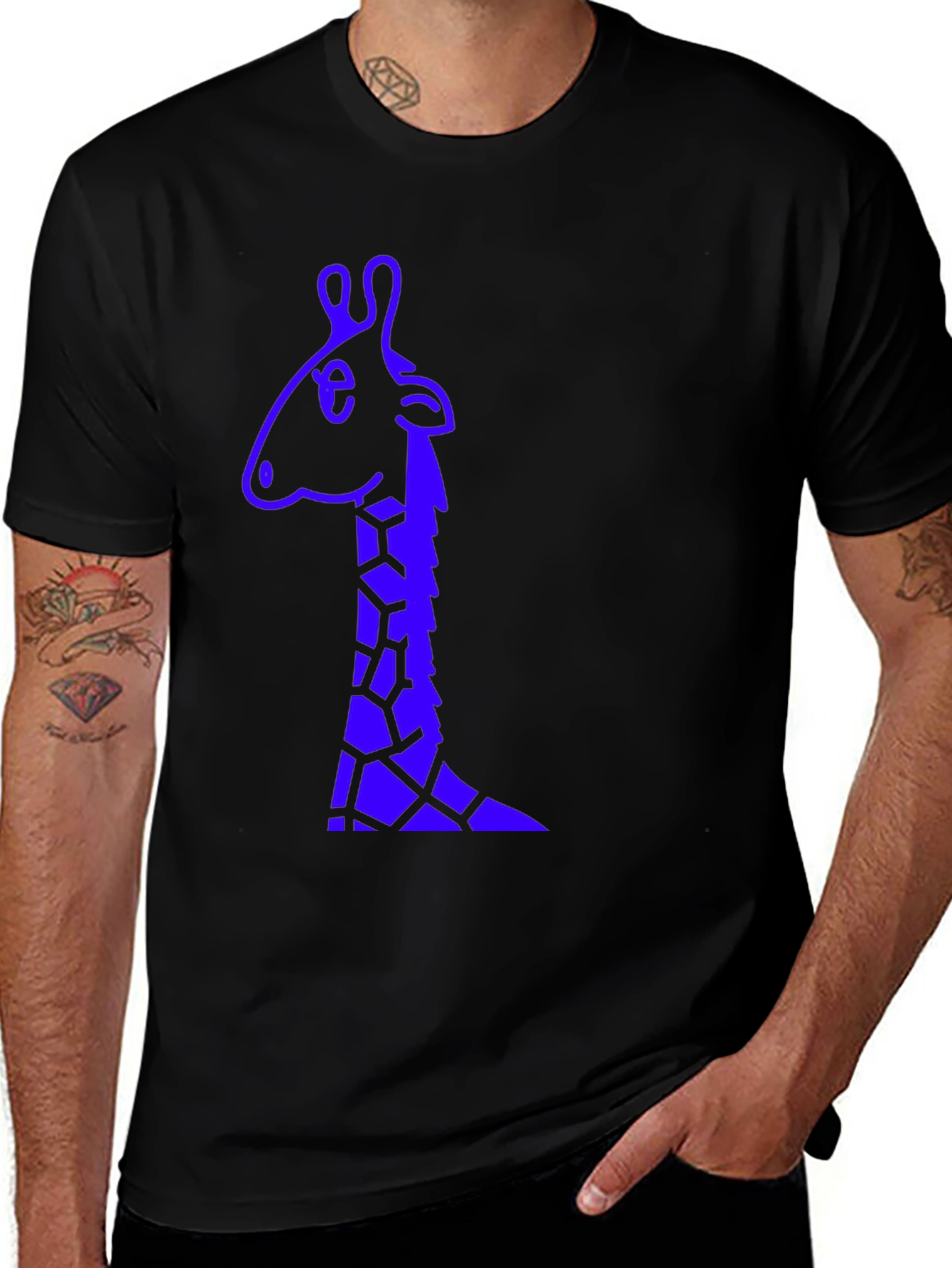 Giraffe Graphic T-Shirt - Mens Black Tee