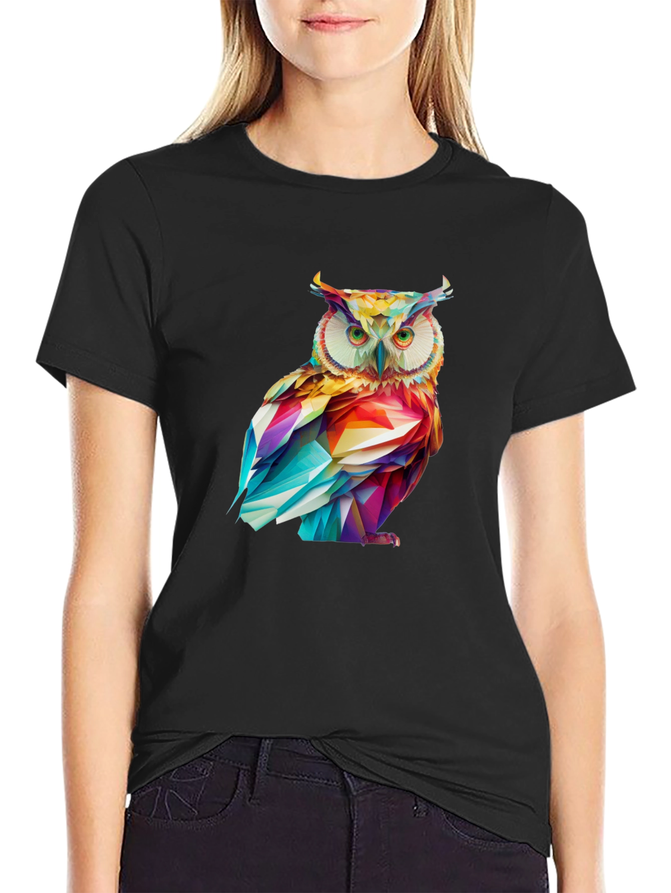 Geometric Owl Graphic Tee - Stylish Mens T-Shirt