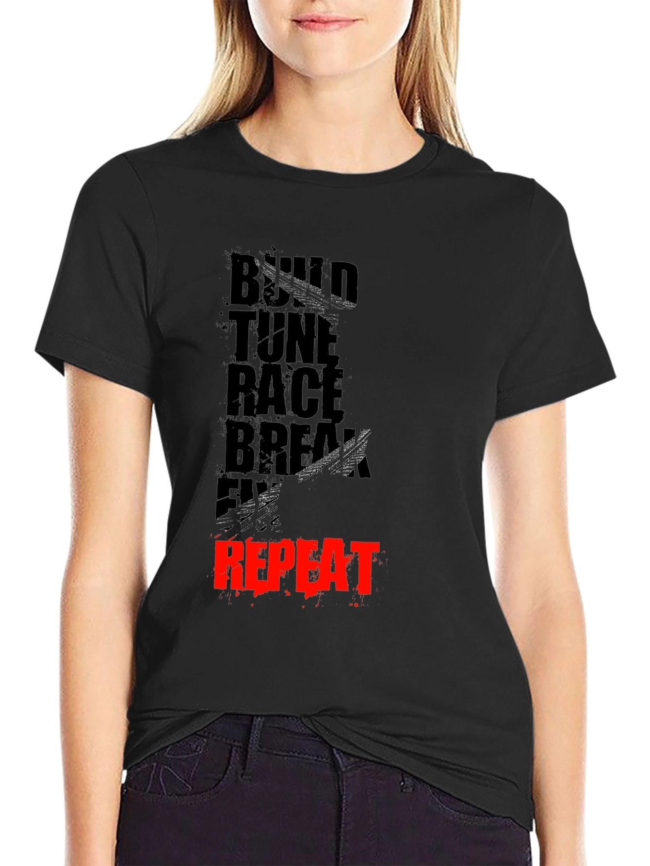 Build Tune Race Repeat Mens Graphic Tee