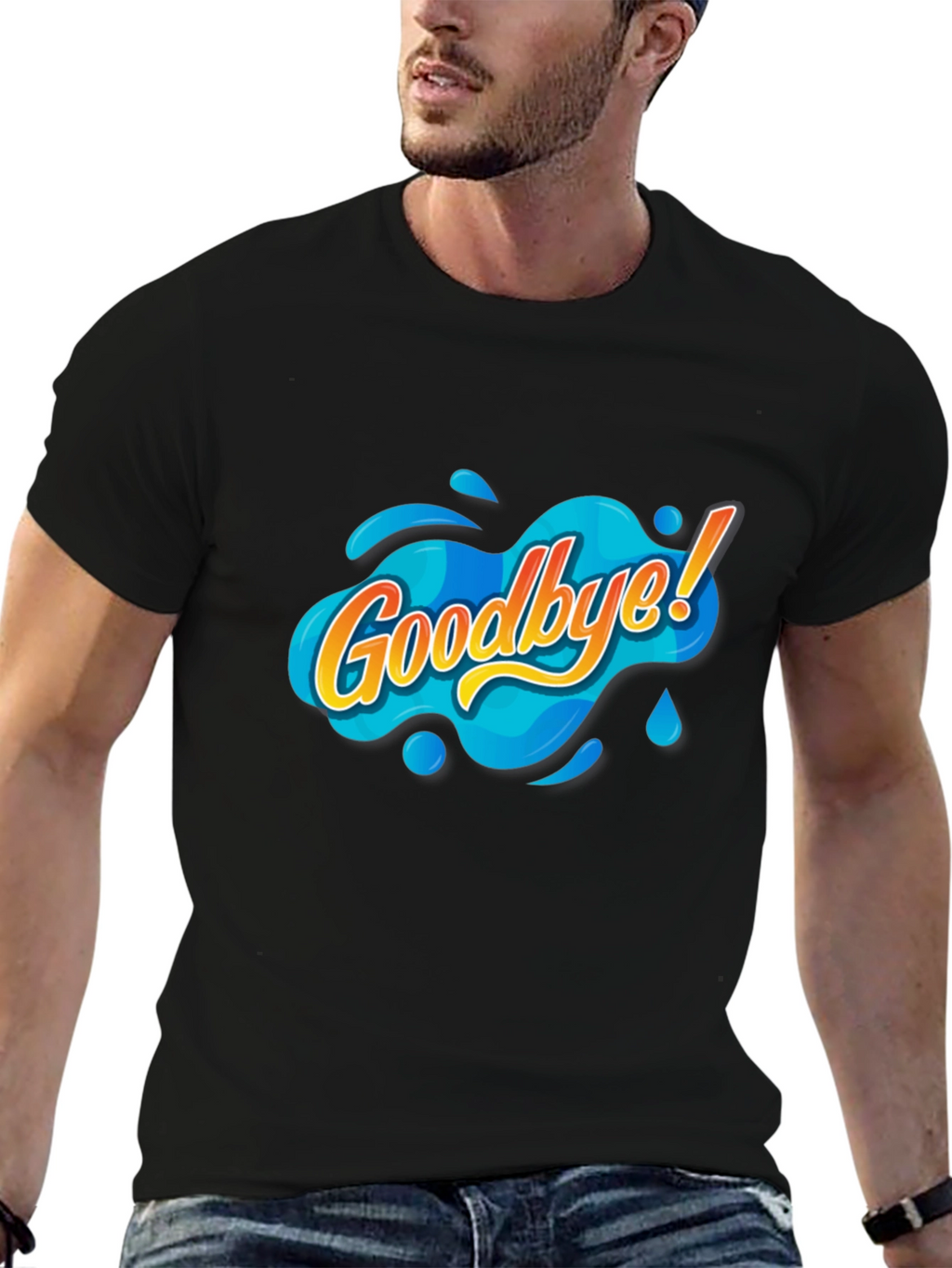 Goodbye Graphic Tee - Black Cotton T-Shirt