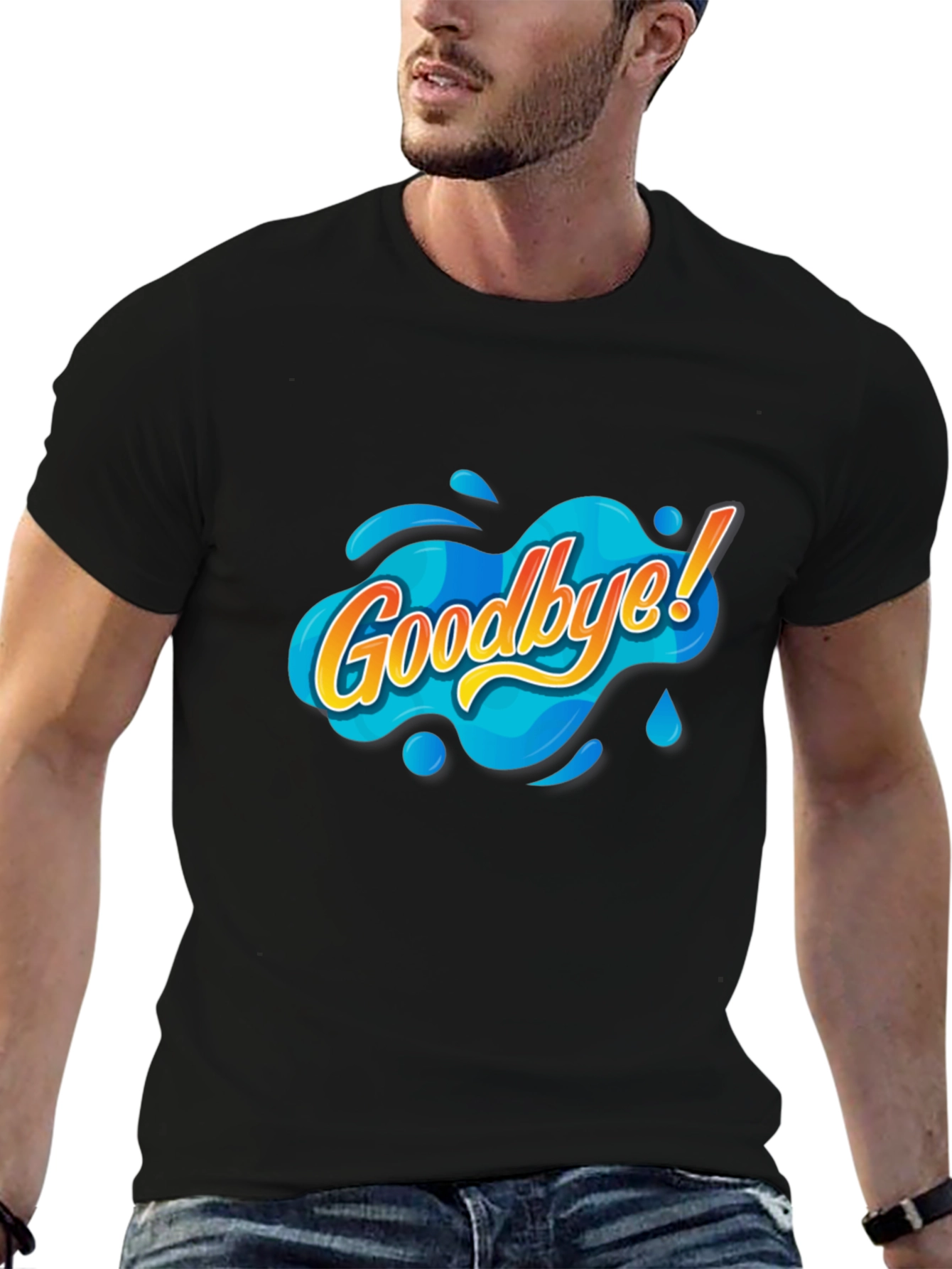 Goodbye Graphic Tee - Black Cotton T-Shirt