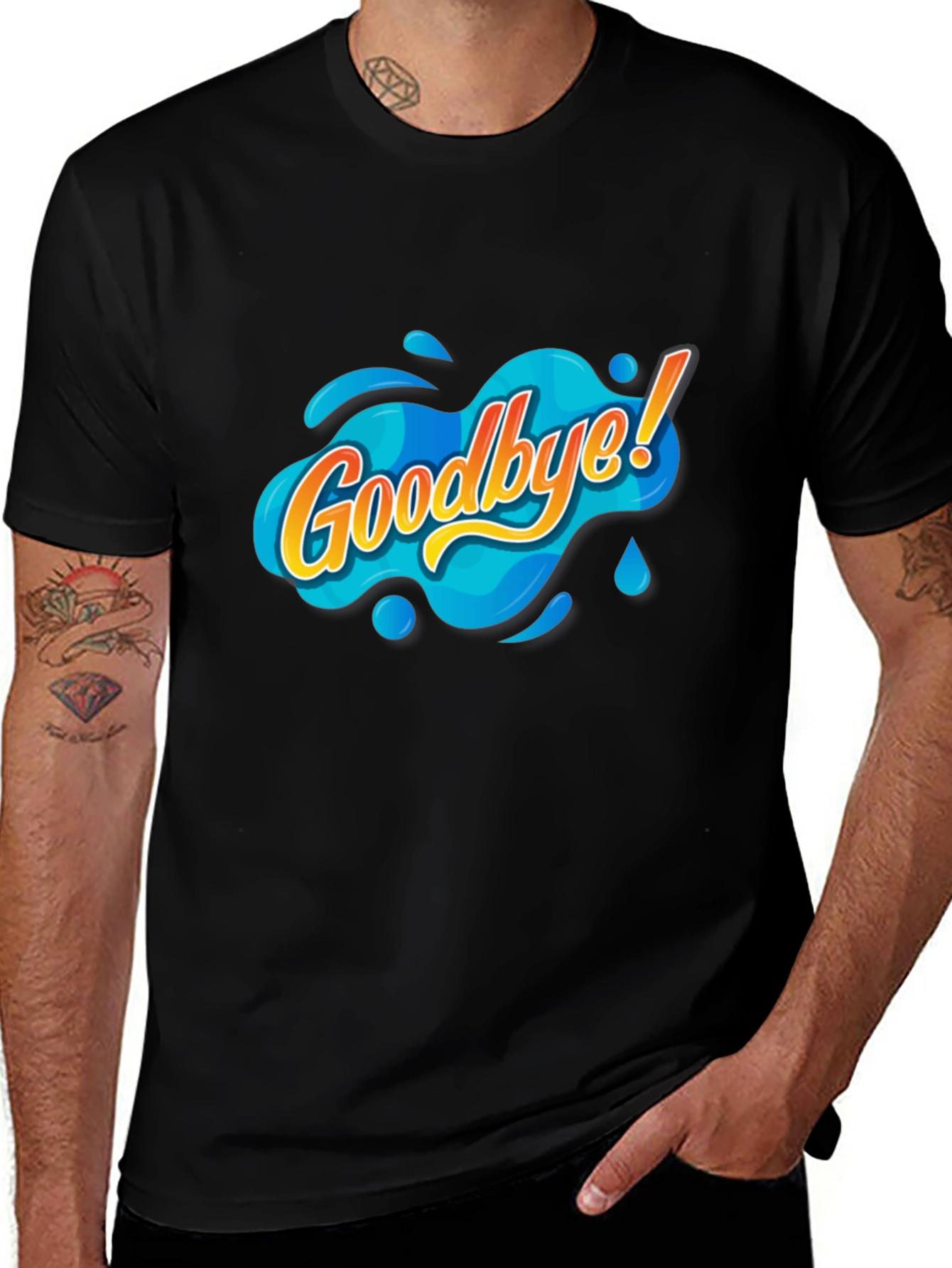 Goodbye Graphic Tee - Black Cotton T-Shirt