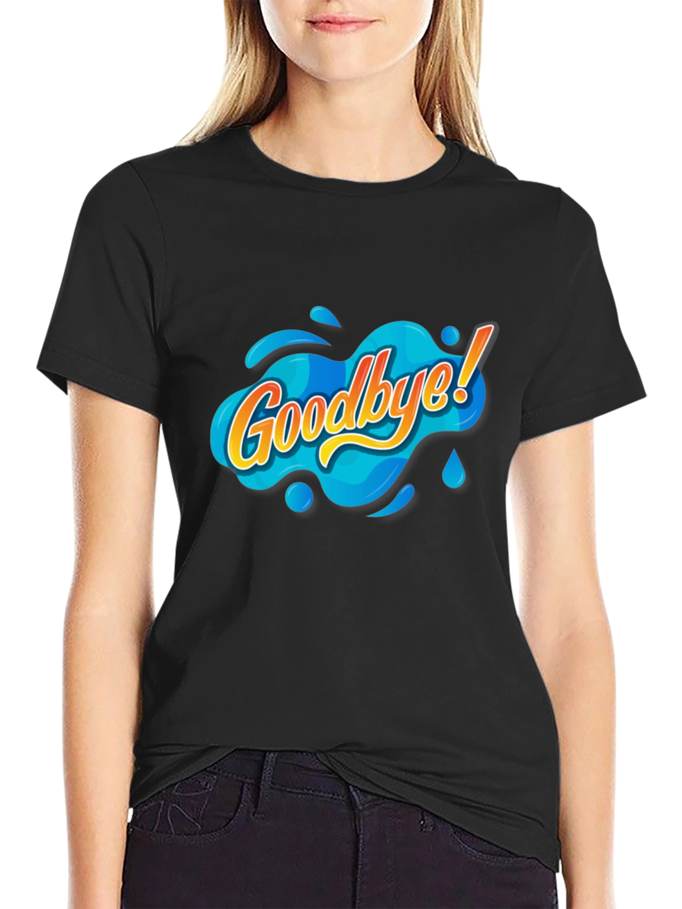 Goodbye Graphic Tee - Black Cotton T-Shirt