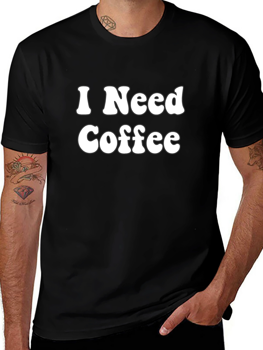 I Need Coffee Graphic Tee - Black