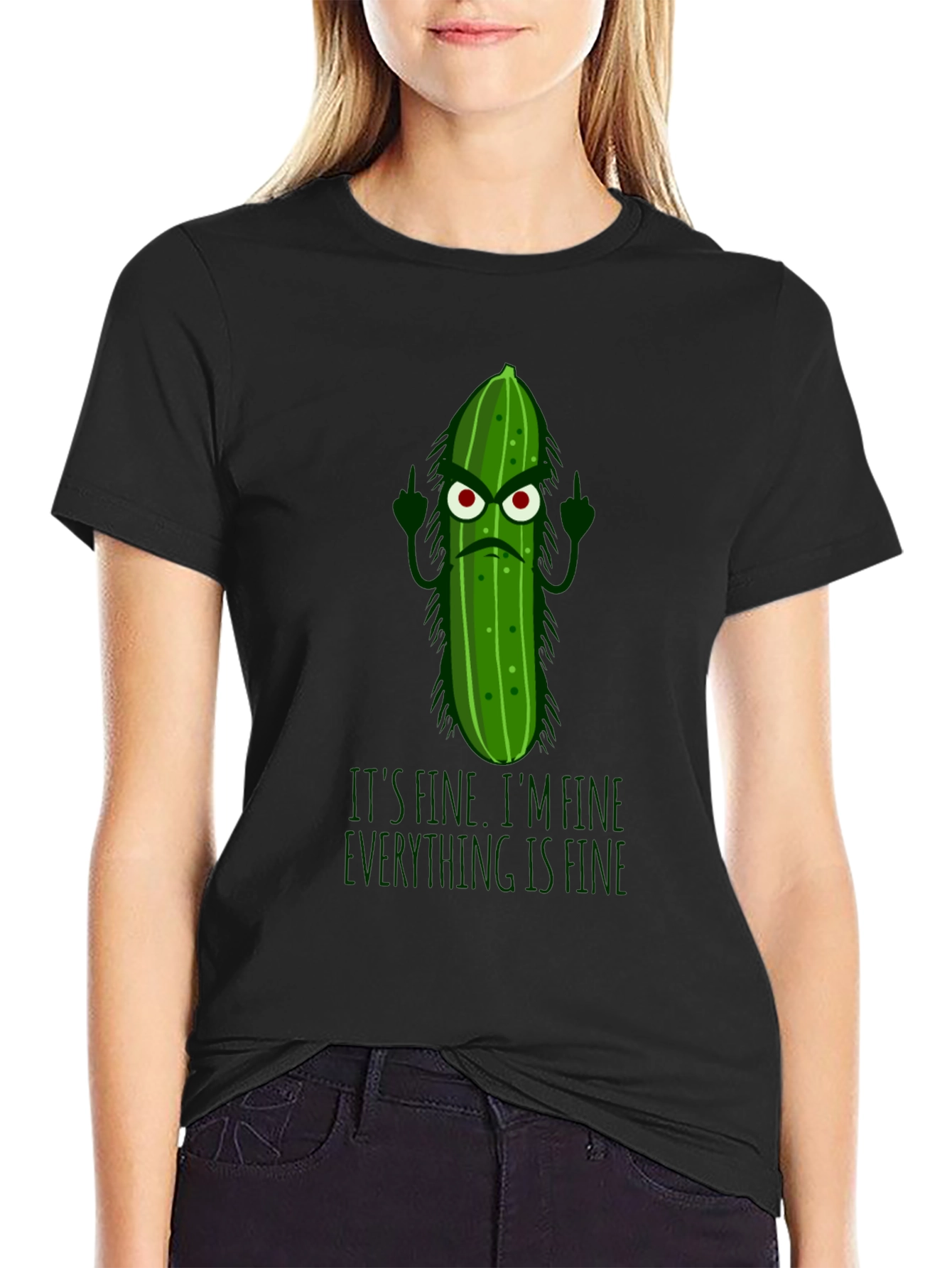 Funny Pickle T-Shirt - Its Fine Im Fine Everything Is Fine