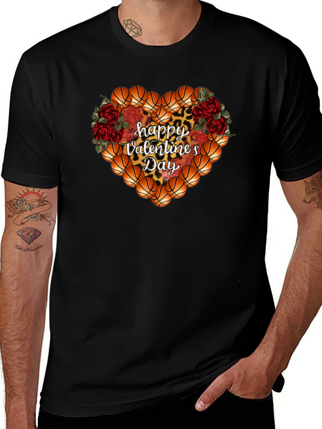 Basketball Heart Valentines Day T-Shirt