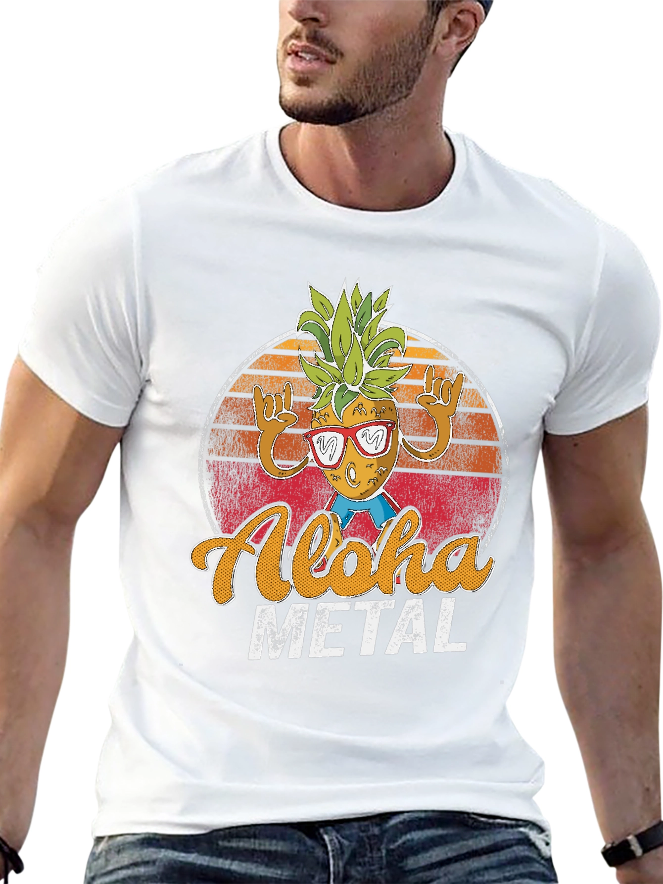 Aloha Metal Pineapple Graphic Tee