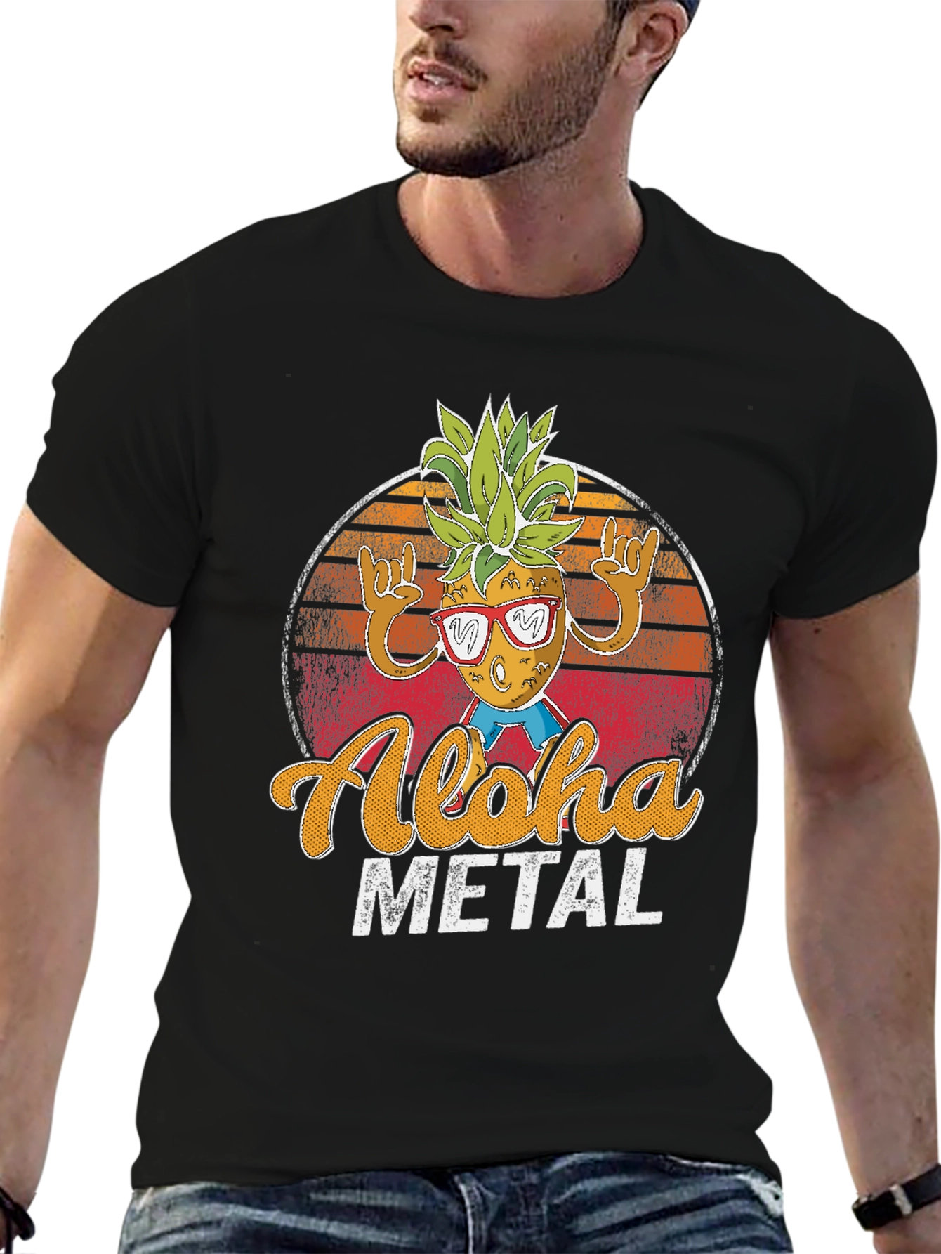 Aloha Metal Pineapple Graphic Tee