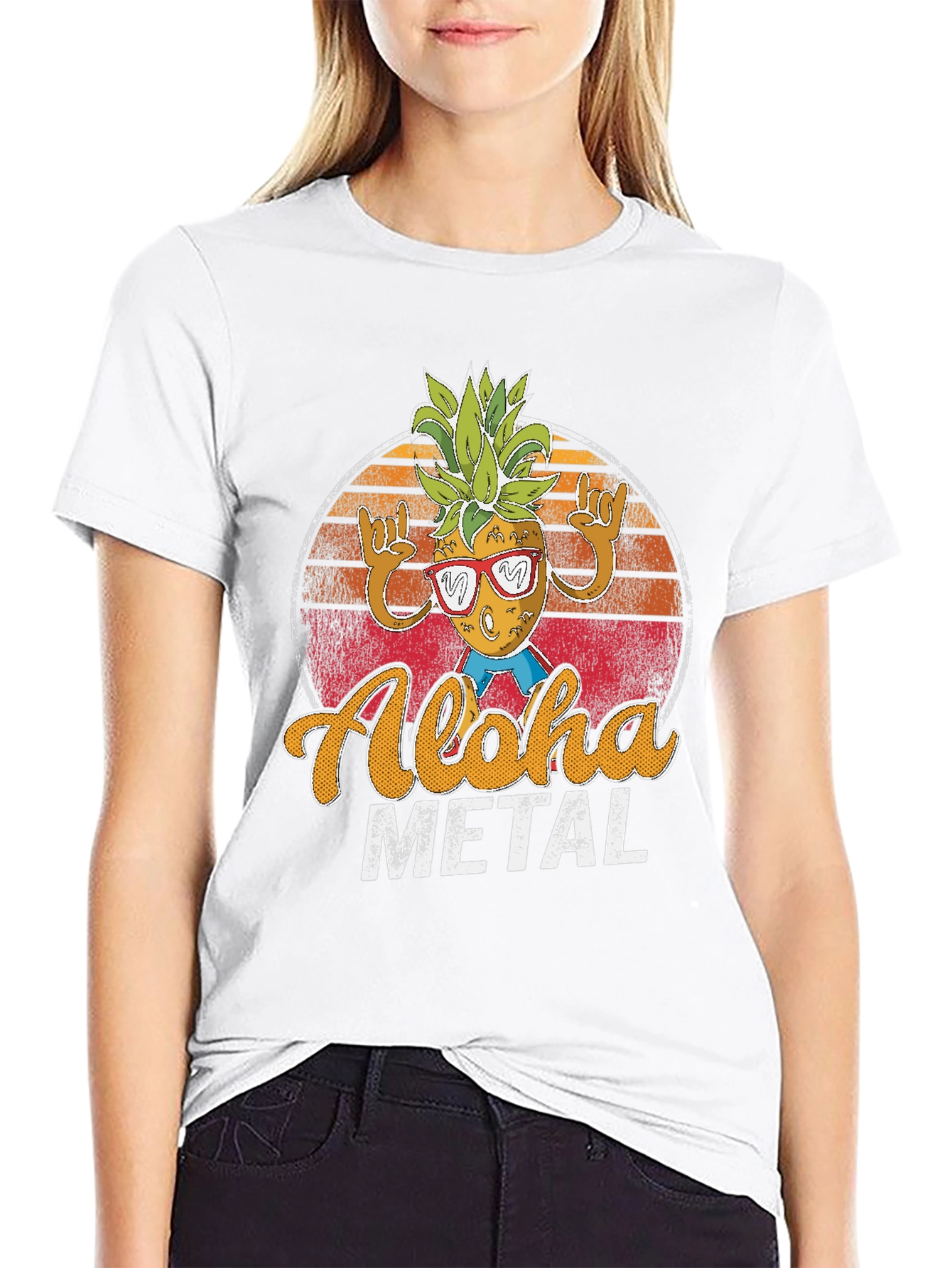 Aloha Metal Pineapple Graphic Tee