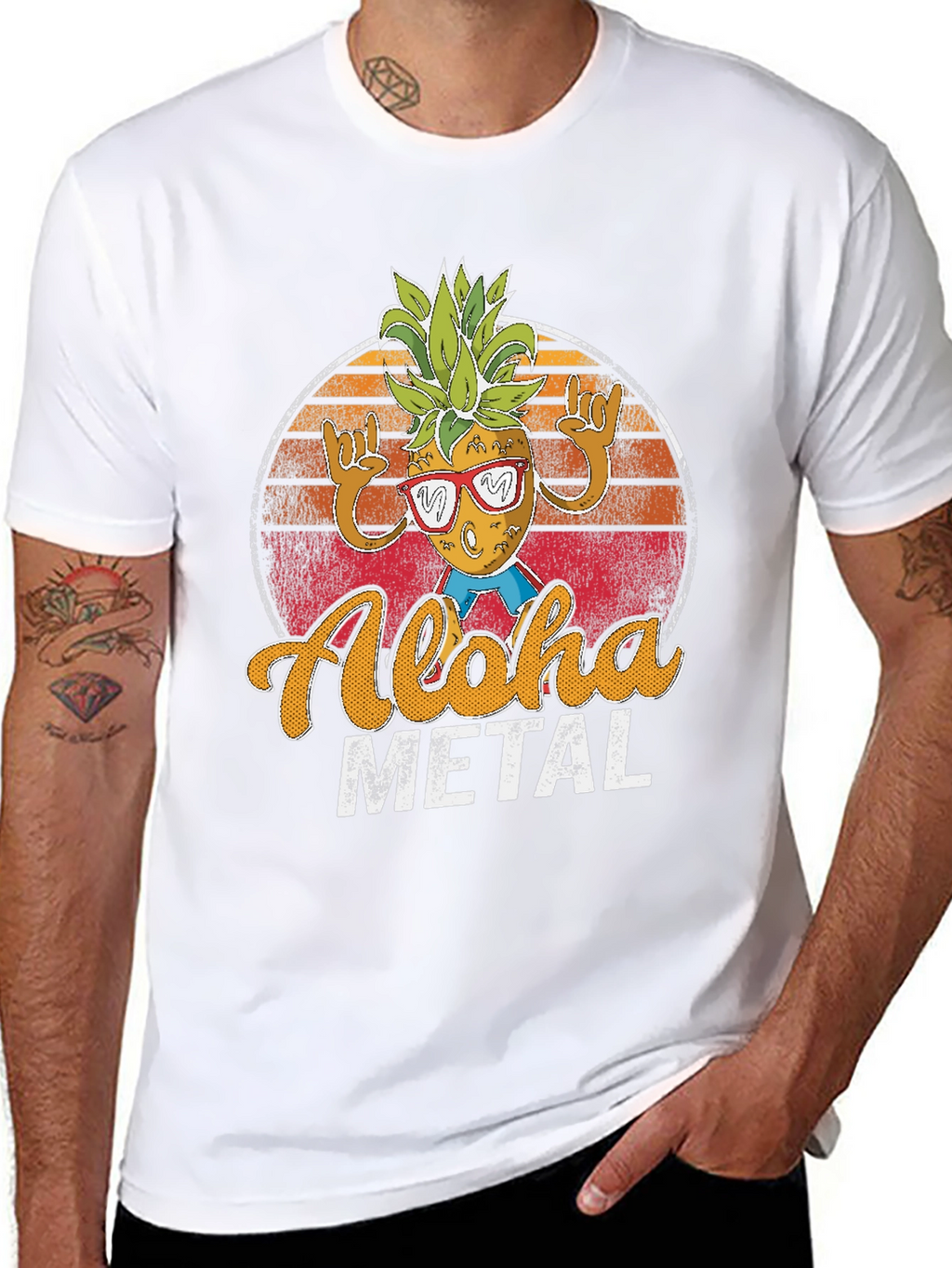 Aloha Metal Pineapple Graphic Tee