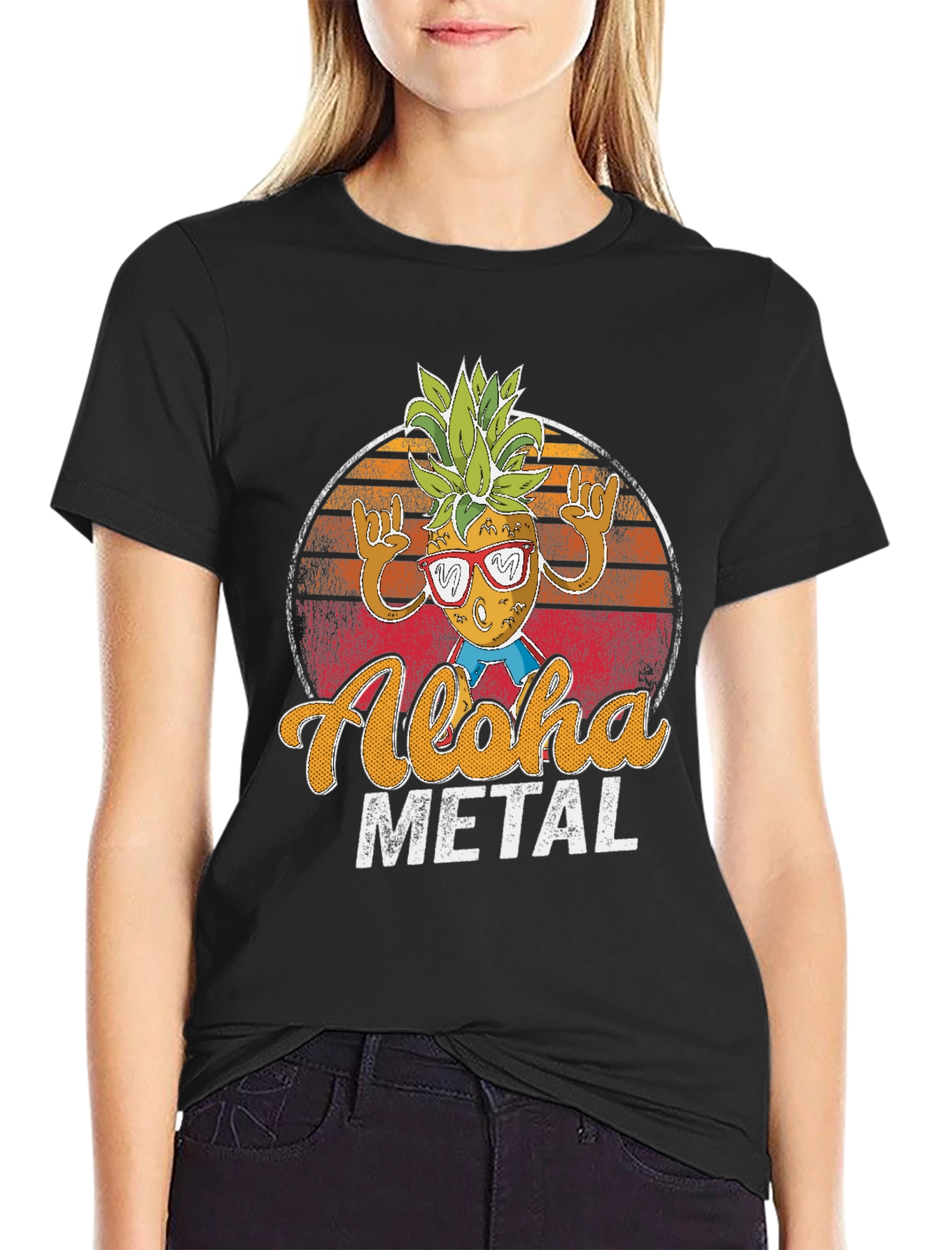 Aloha Metal Pineapple Graphic Tee