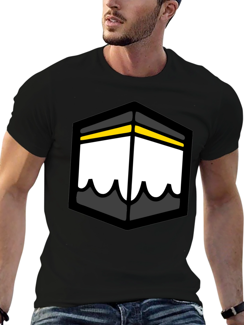Kaaba Graphic Tee - Black Cotton T-Shirt