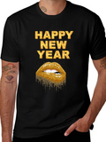 Happy New Year Gold Lips Graphic Tee