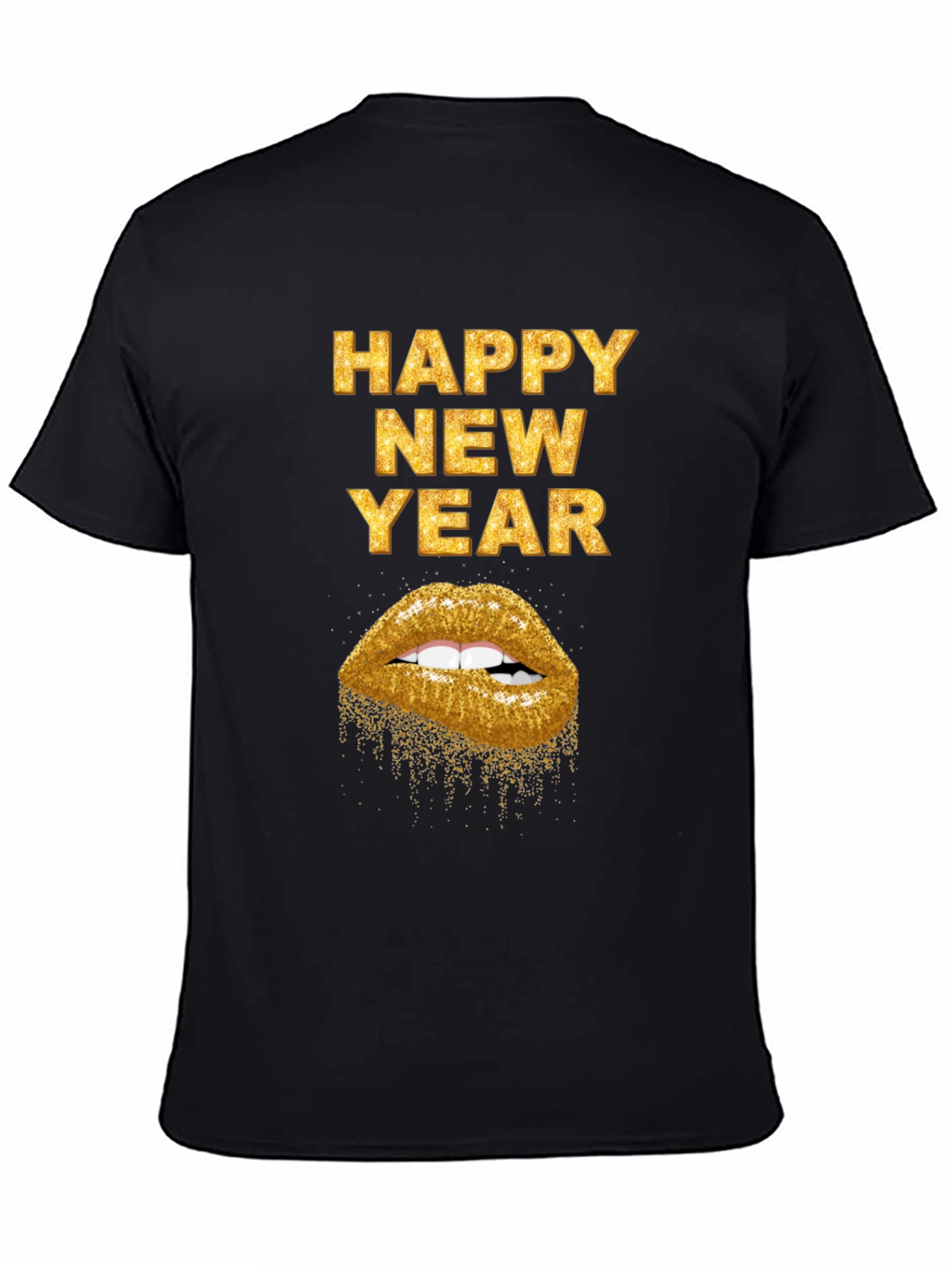 Happy New Year Gold Lips Graphic Tee