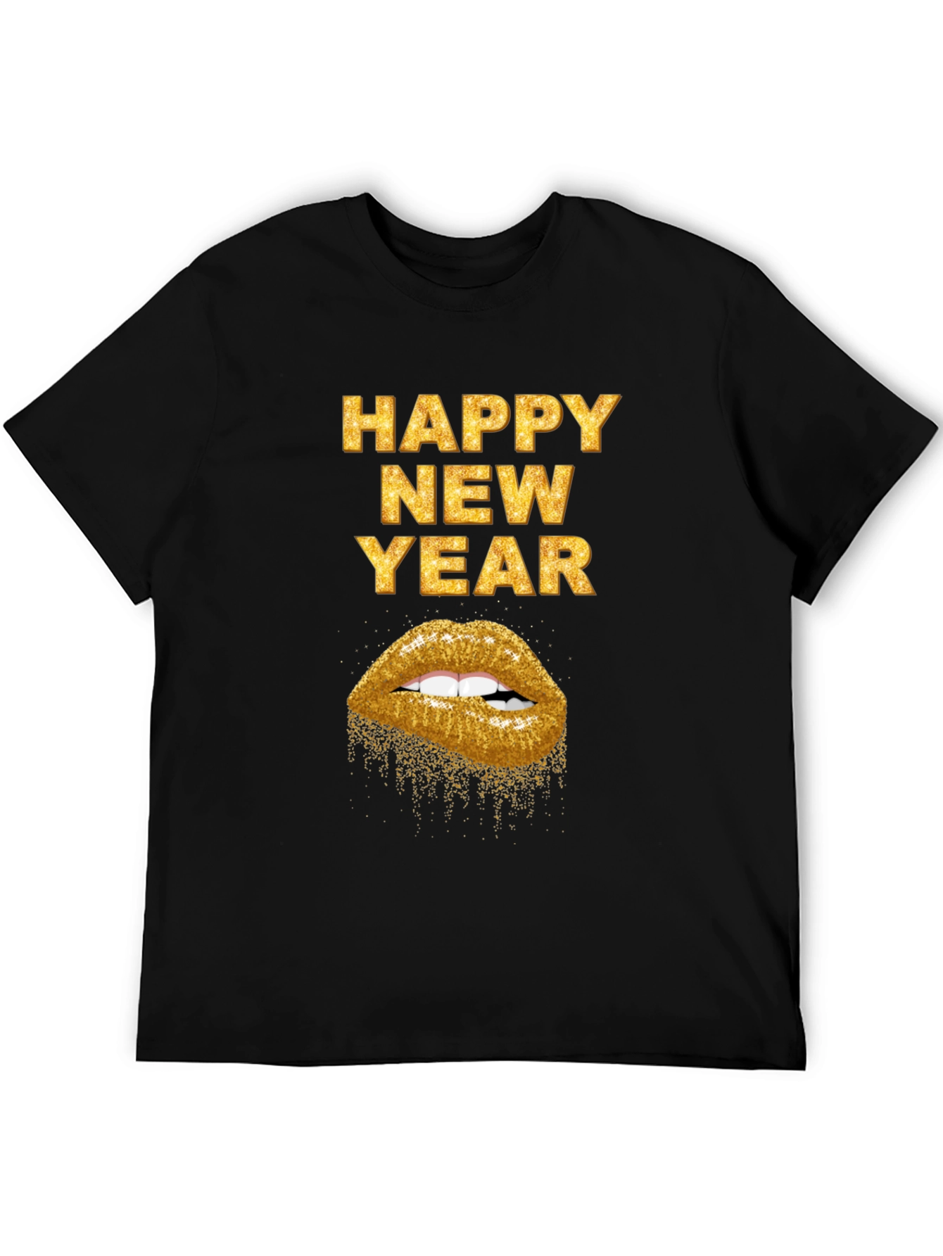 Happy New Year Gold Lips Graphic Tee